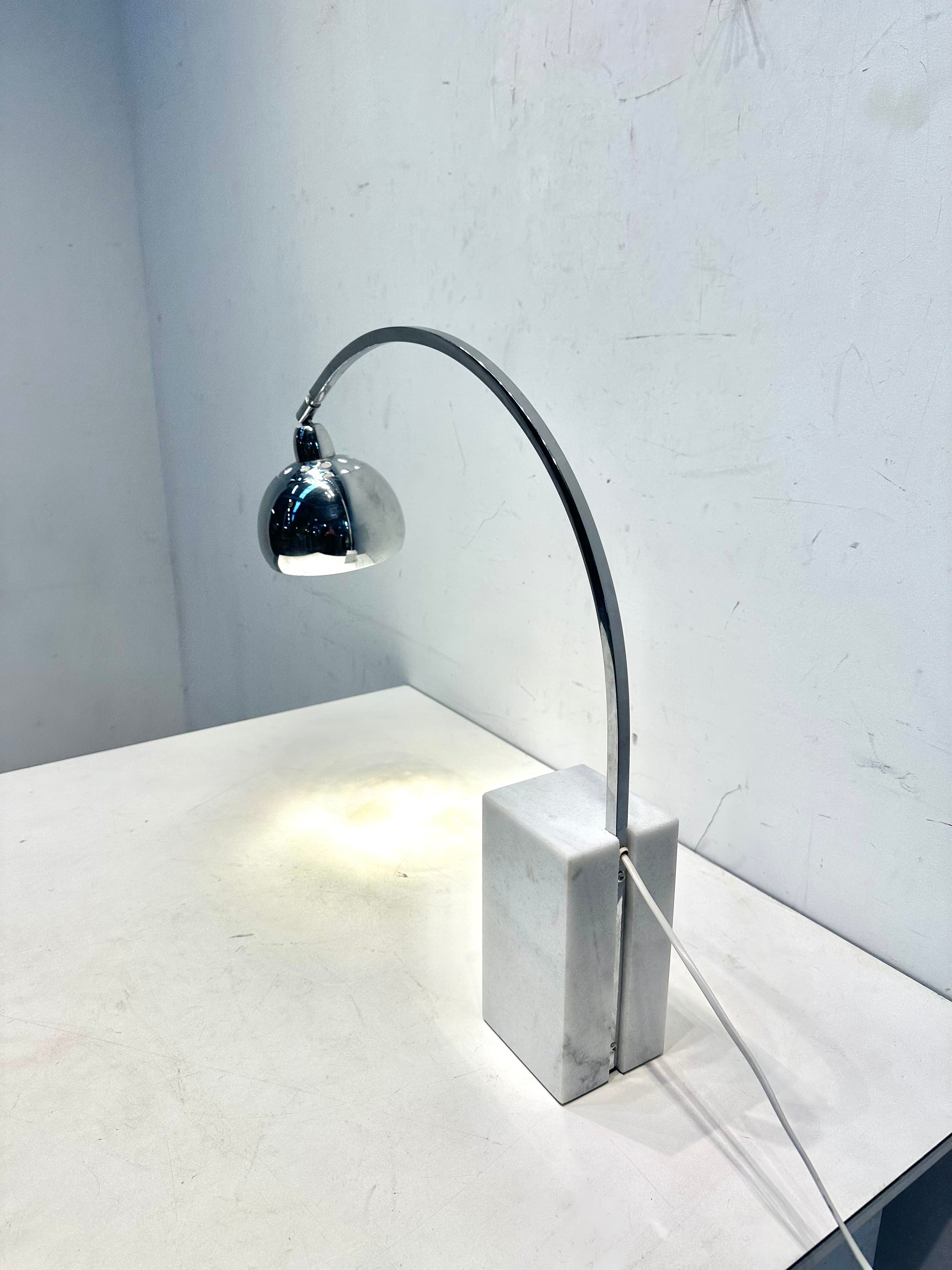 Vintage Chrome and Marble Table Lamp