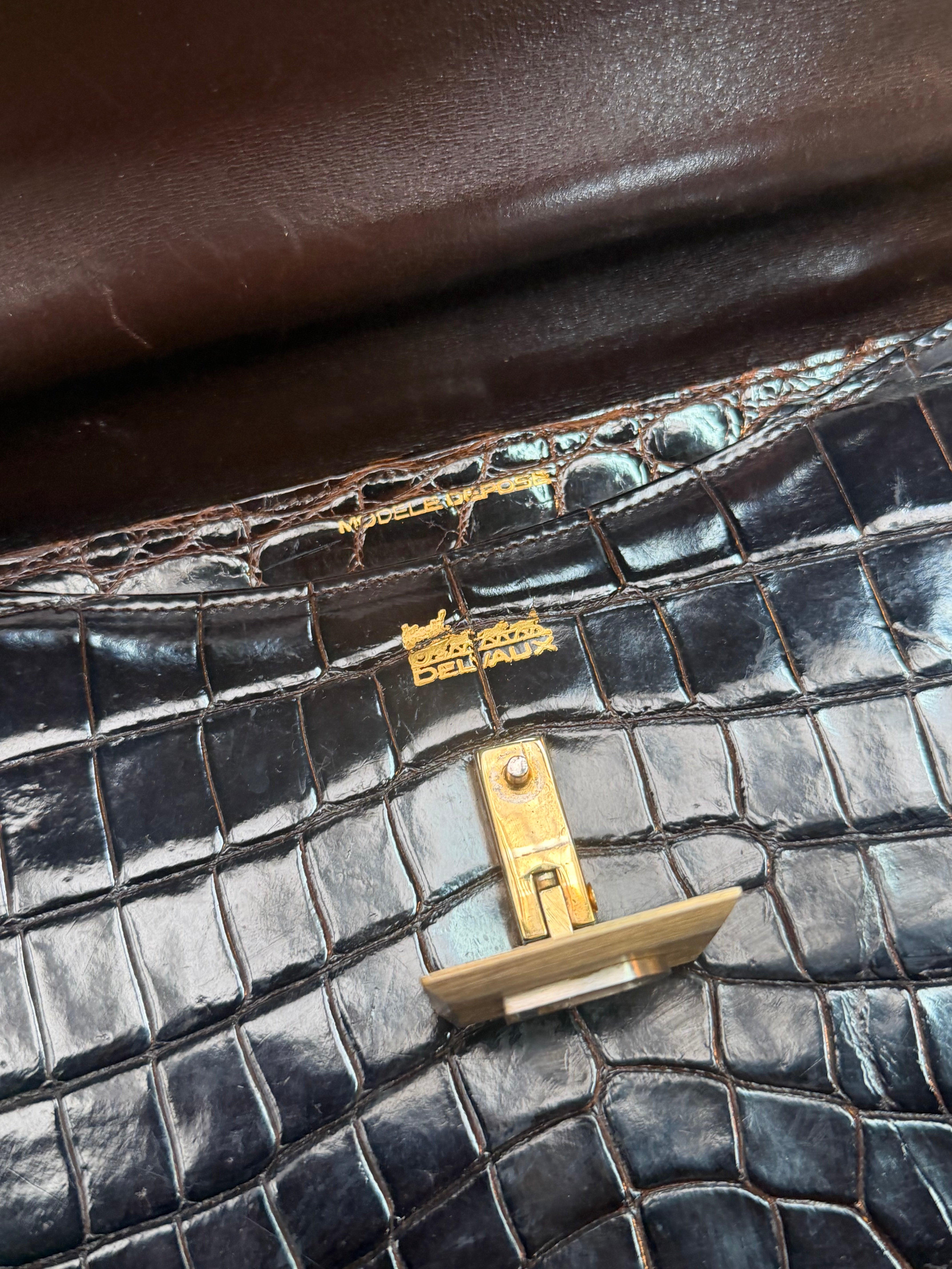 Delvaux Vintage Crocodile Leather Handbag – 1970s