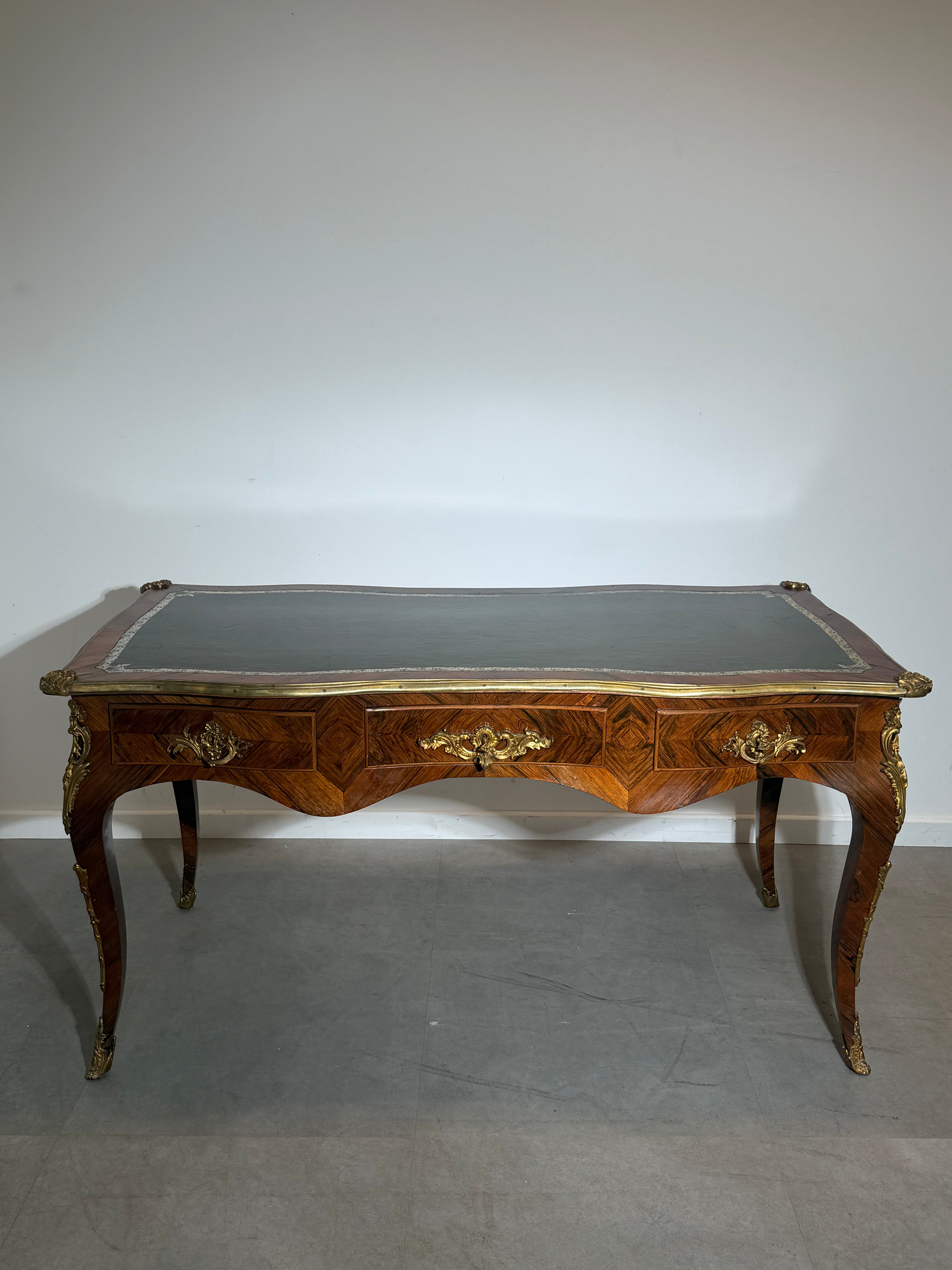 French Louis XV Style Rosewood Bureau Plat Writing Desk