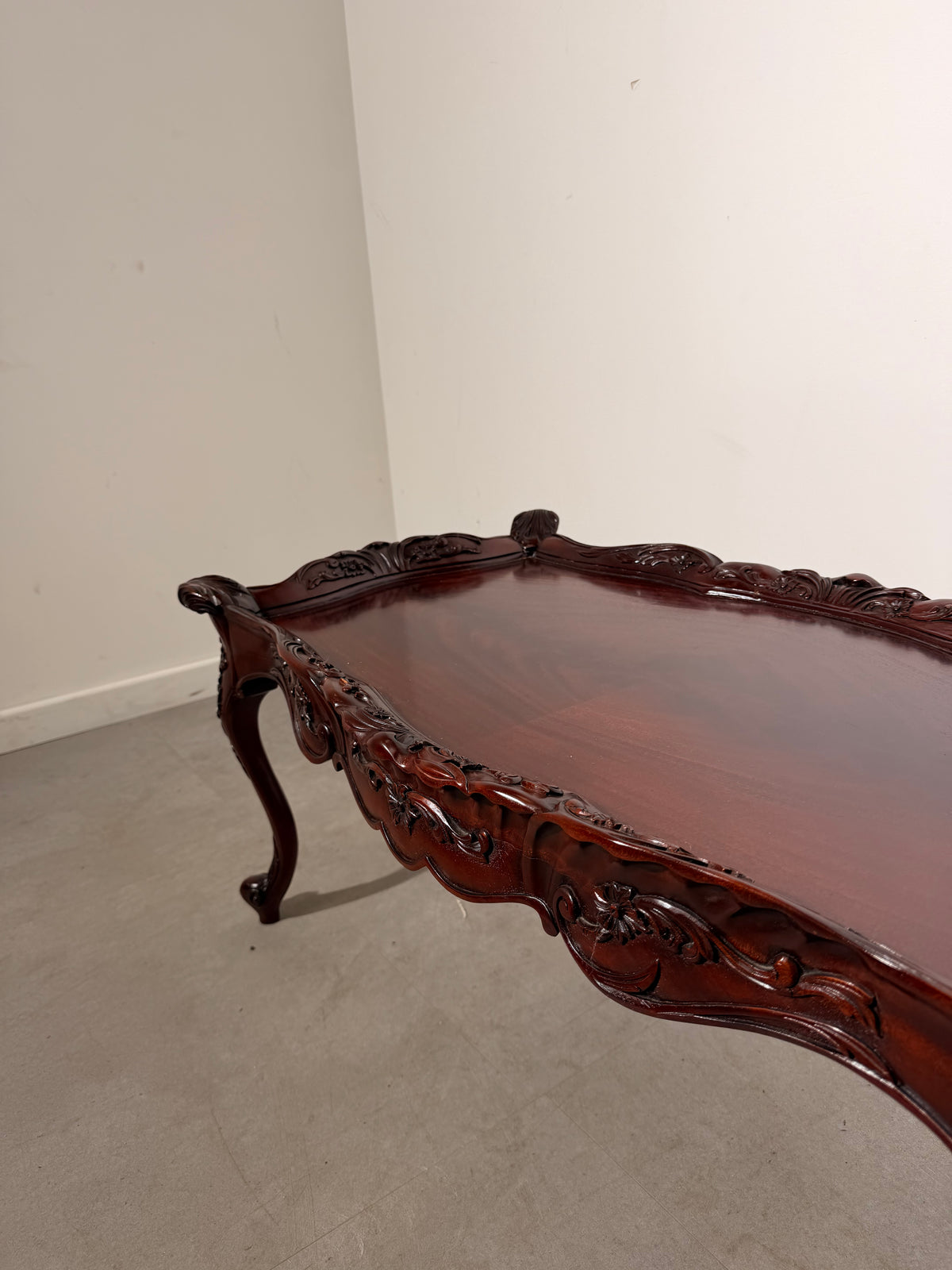 Antique Rococo Revival Carved Mahogany Coffee Table