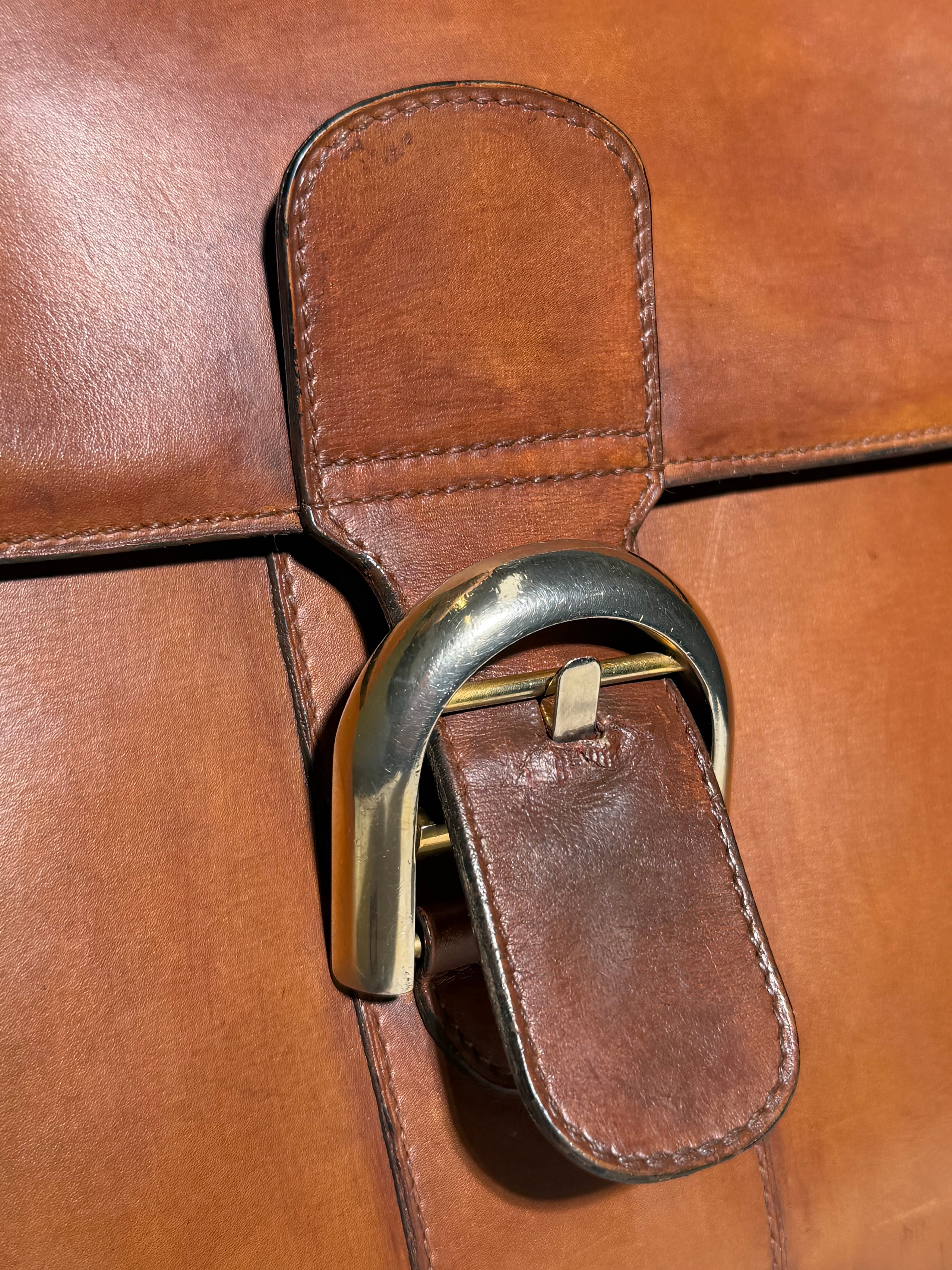 Delvaux Brillant MM Handbag Cognac Brown Leather With Mirror & Dustbag