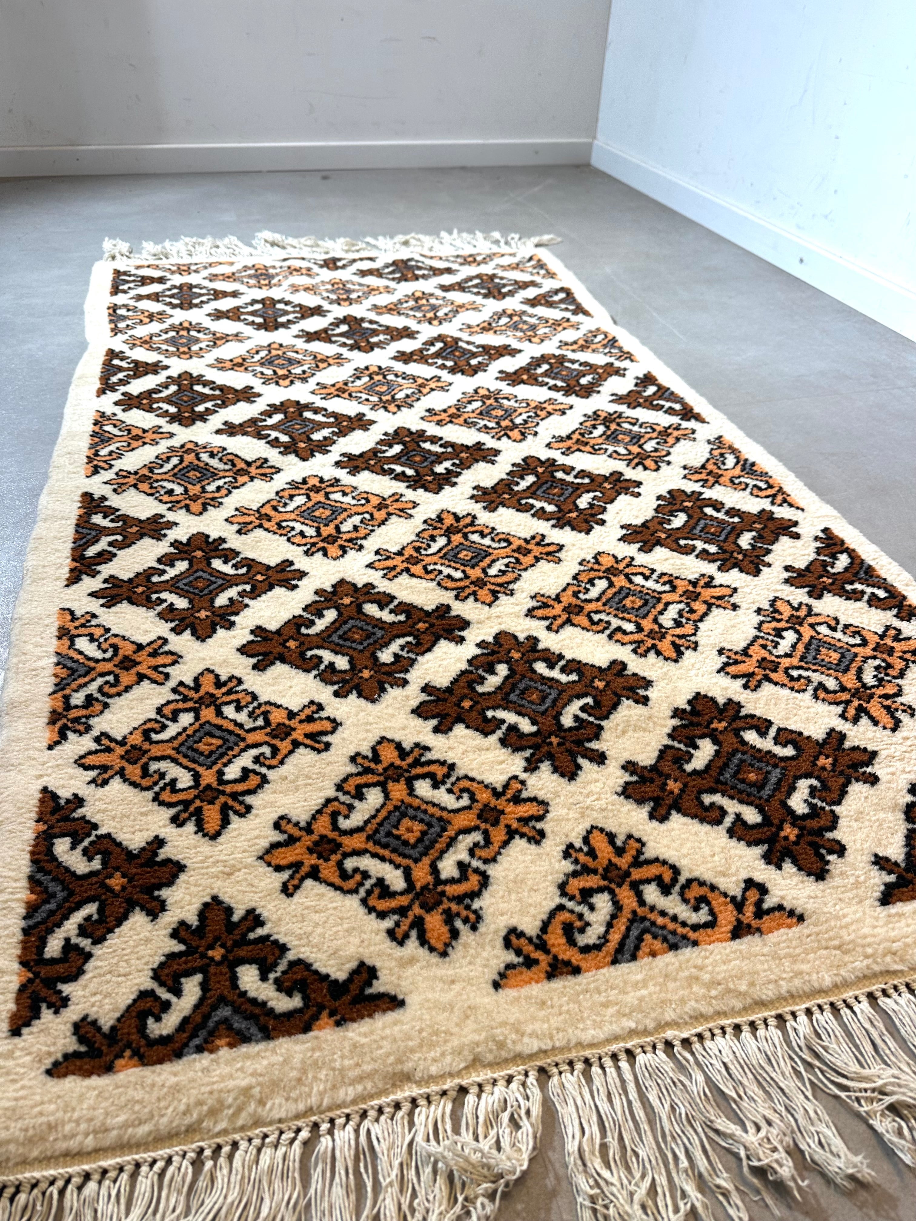 Vintage Tunisian Hand-Knotted Wool Rug
