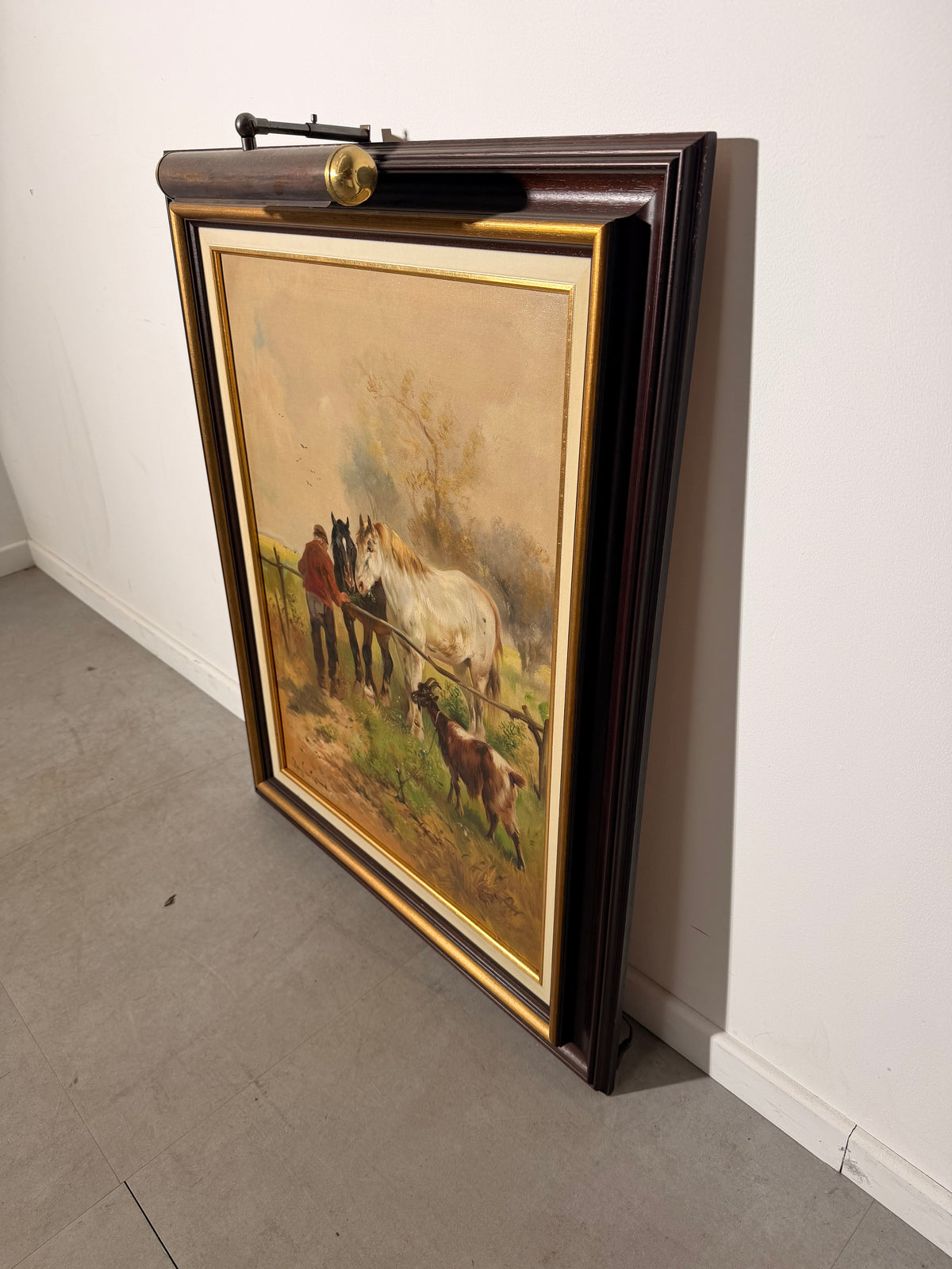 Henry Schouten – Signed Pastoral Painting with Horses and Goat