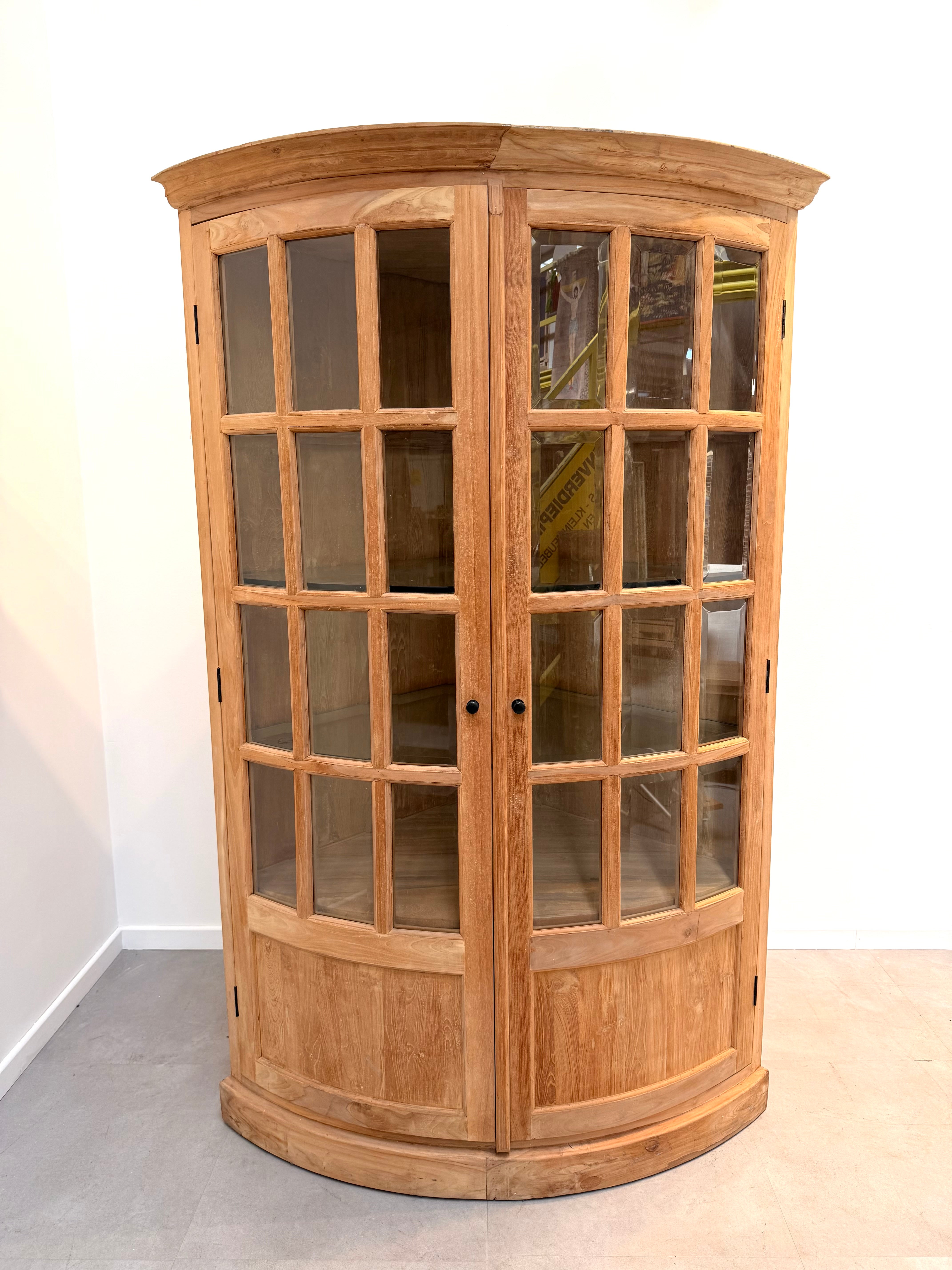 Teak Curved Display Cabinet