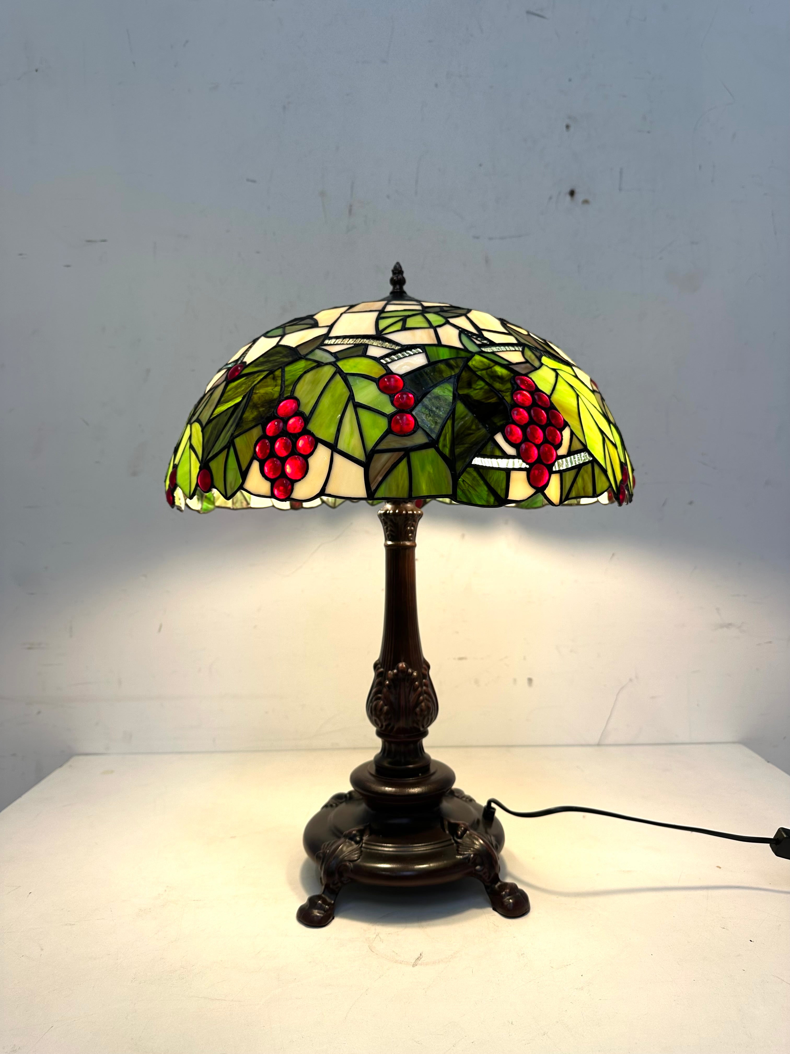 Tiffany Style Table Lamp with Grape Motif