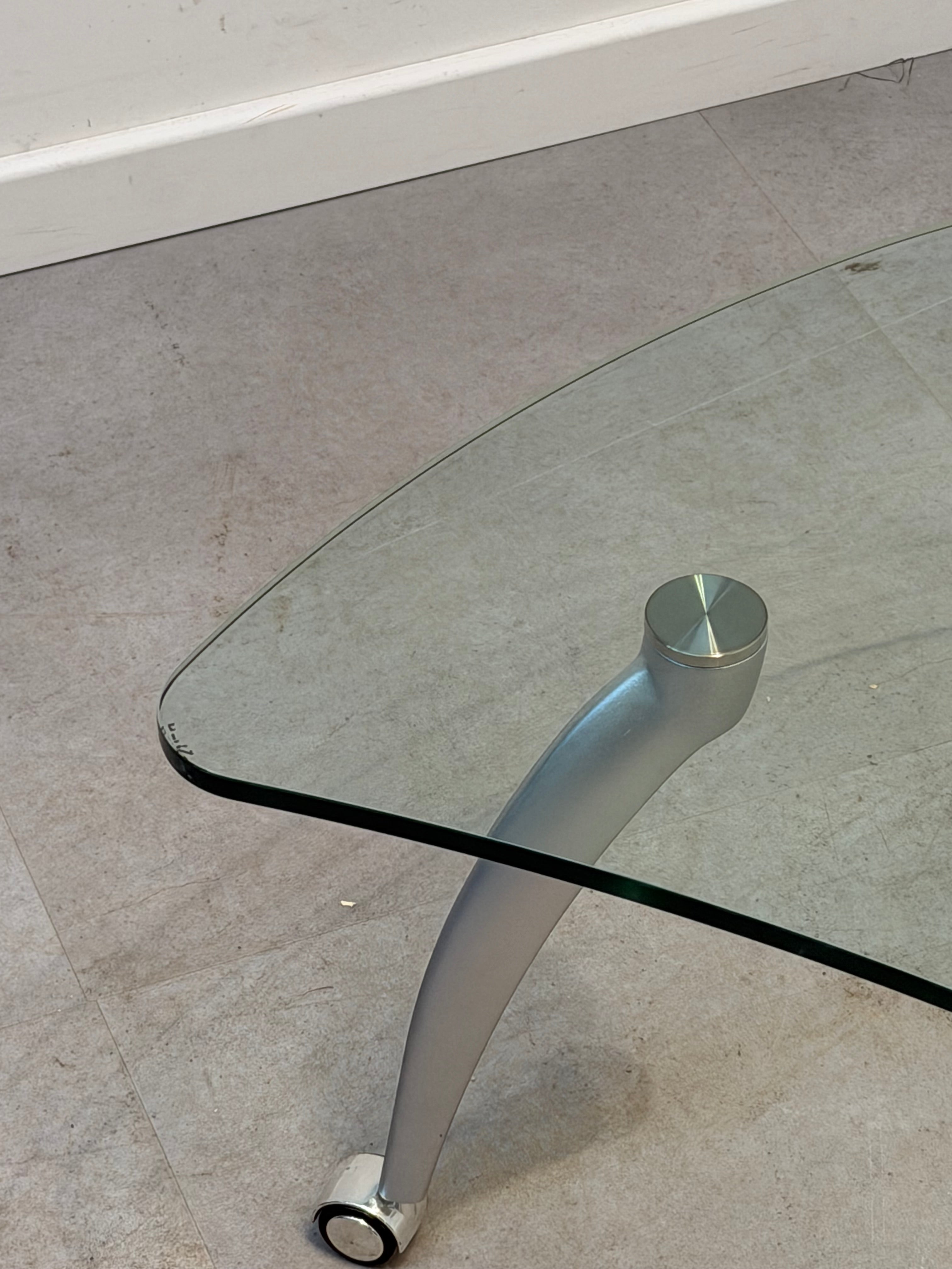 Rolf Benz Glass Coffee Table on Wheels – 168 x 115 x 38 cm