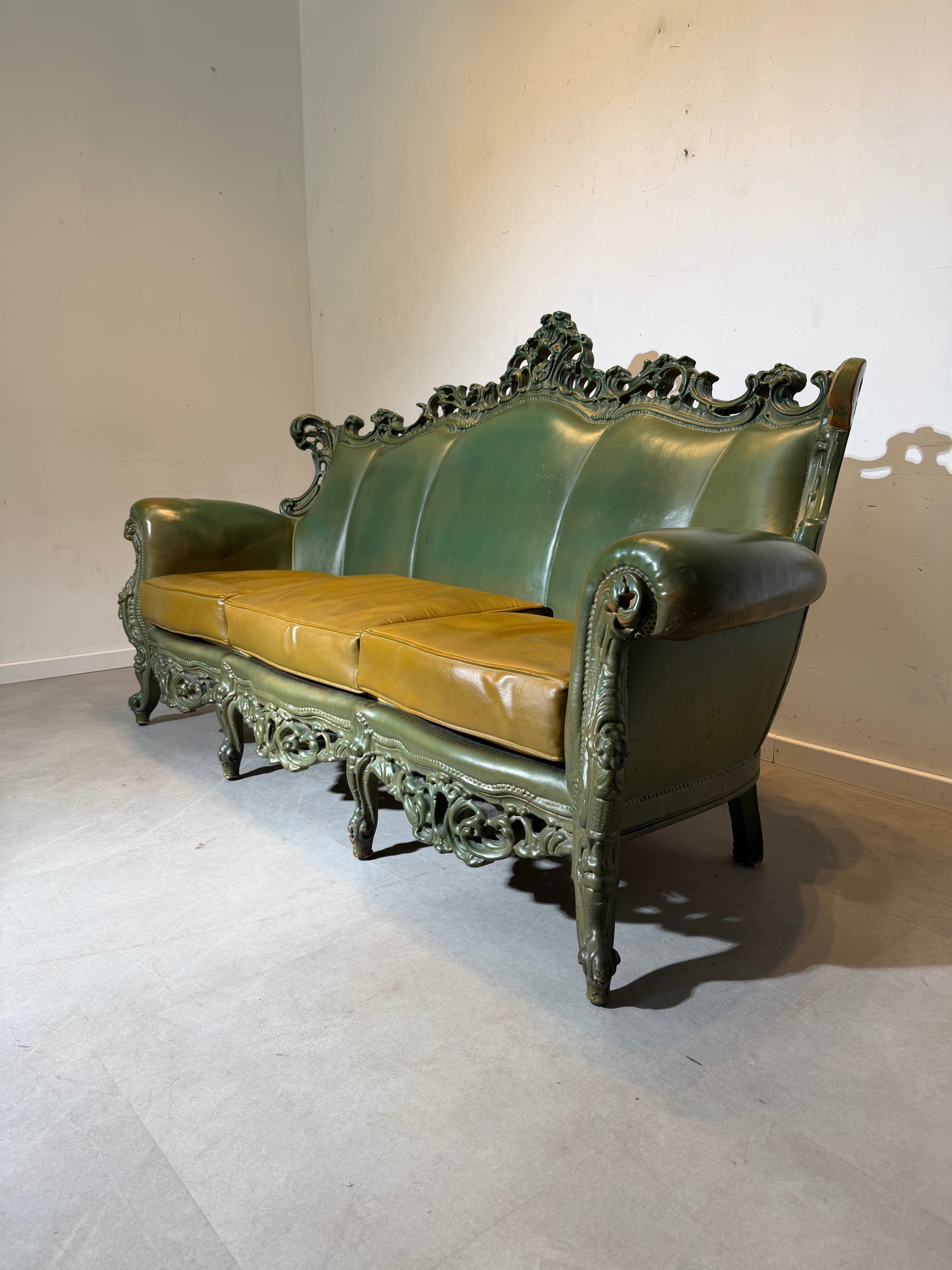 Sixinch Rococo Leather Sofa – Former Sofa of Bar Louis Leuven – 230 cm