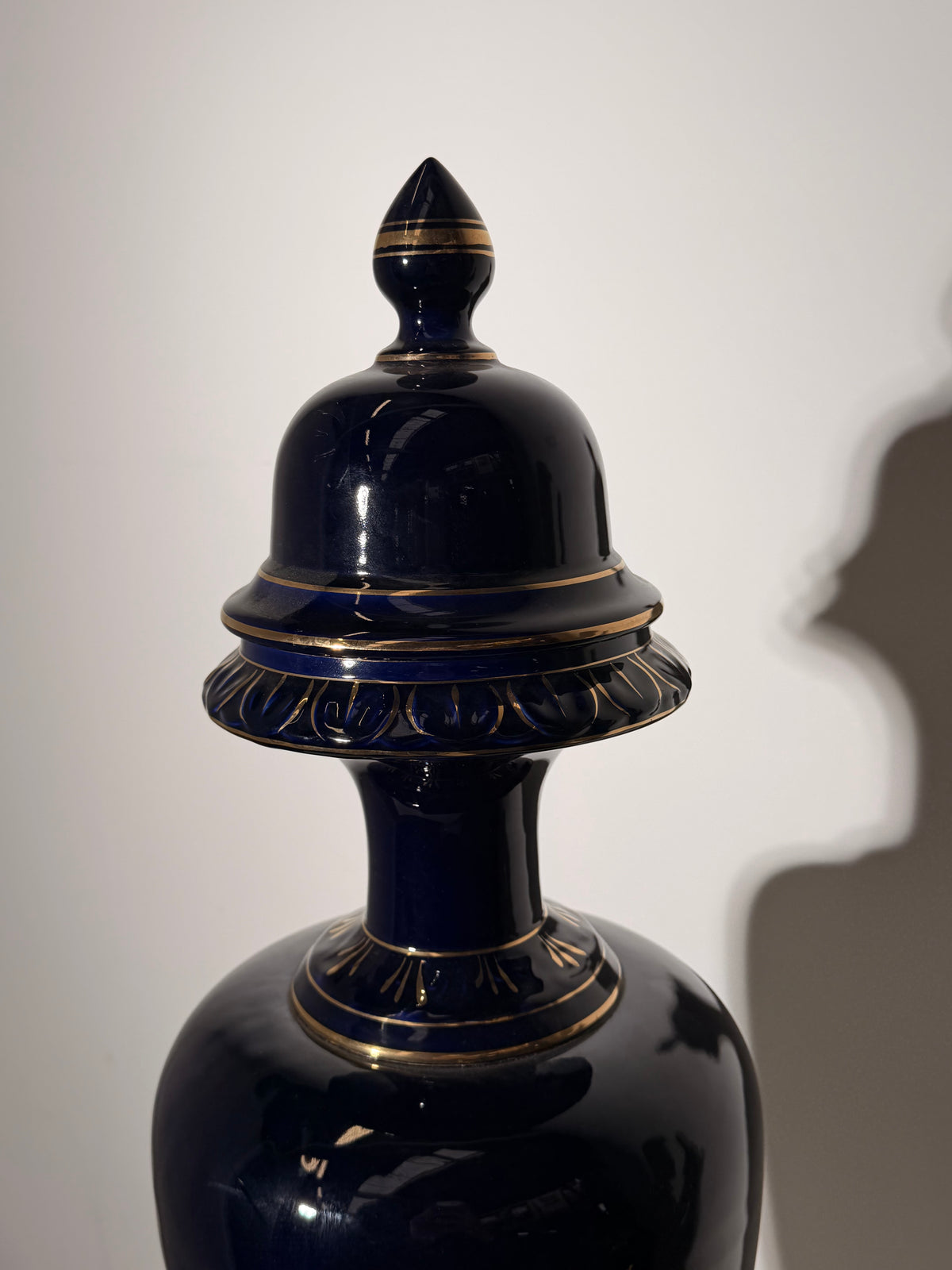 Pair of Large Kobalt Porcelain Lidded Vases