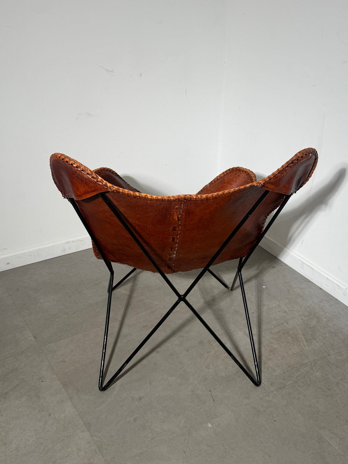 Cognac Leather Butterfly Lounge Chair