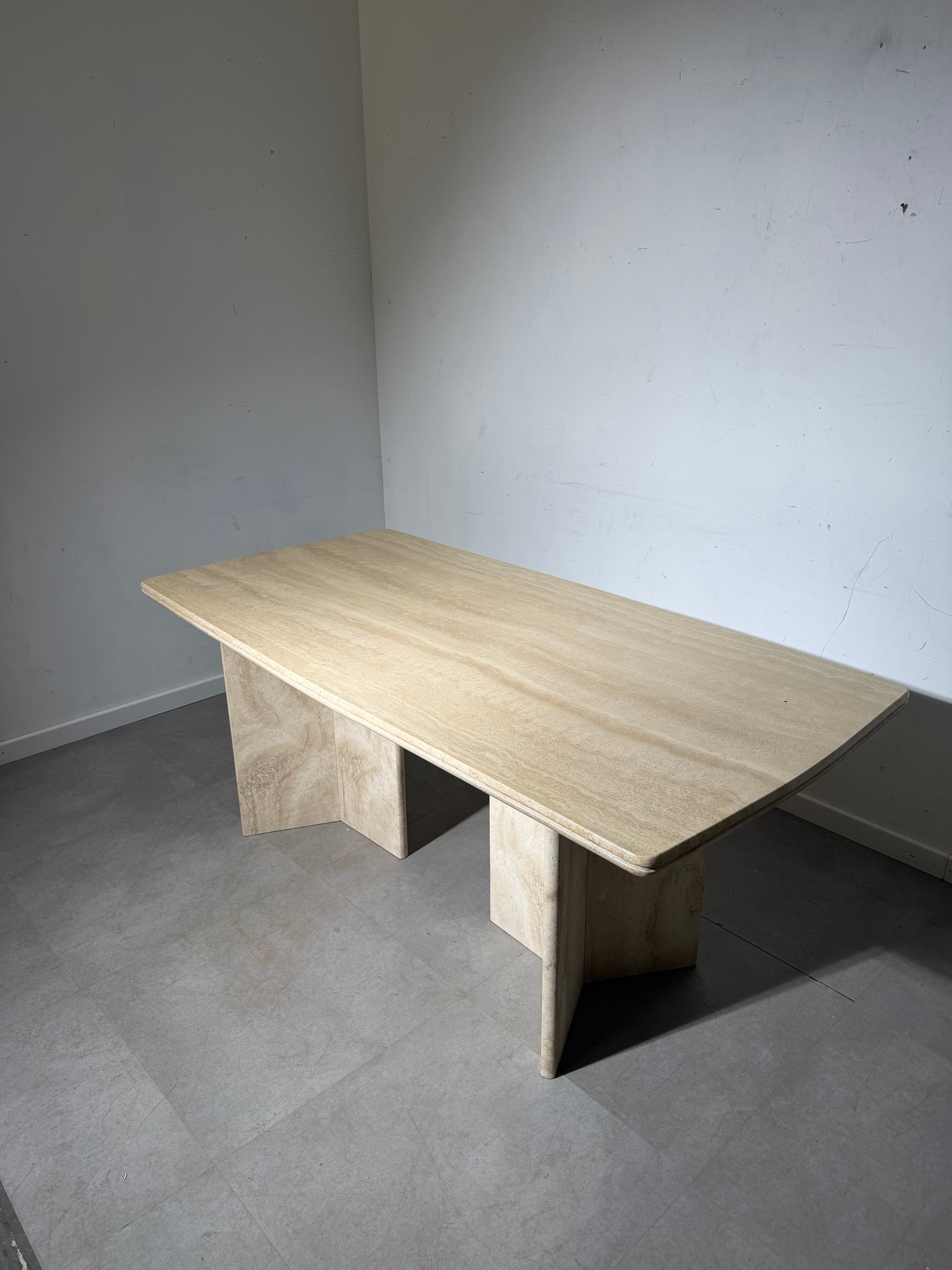 Rectangular Travertine Dining Table — 180 x 90 cm