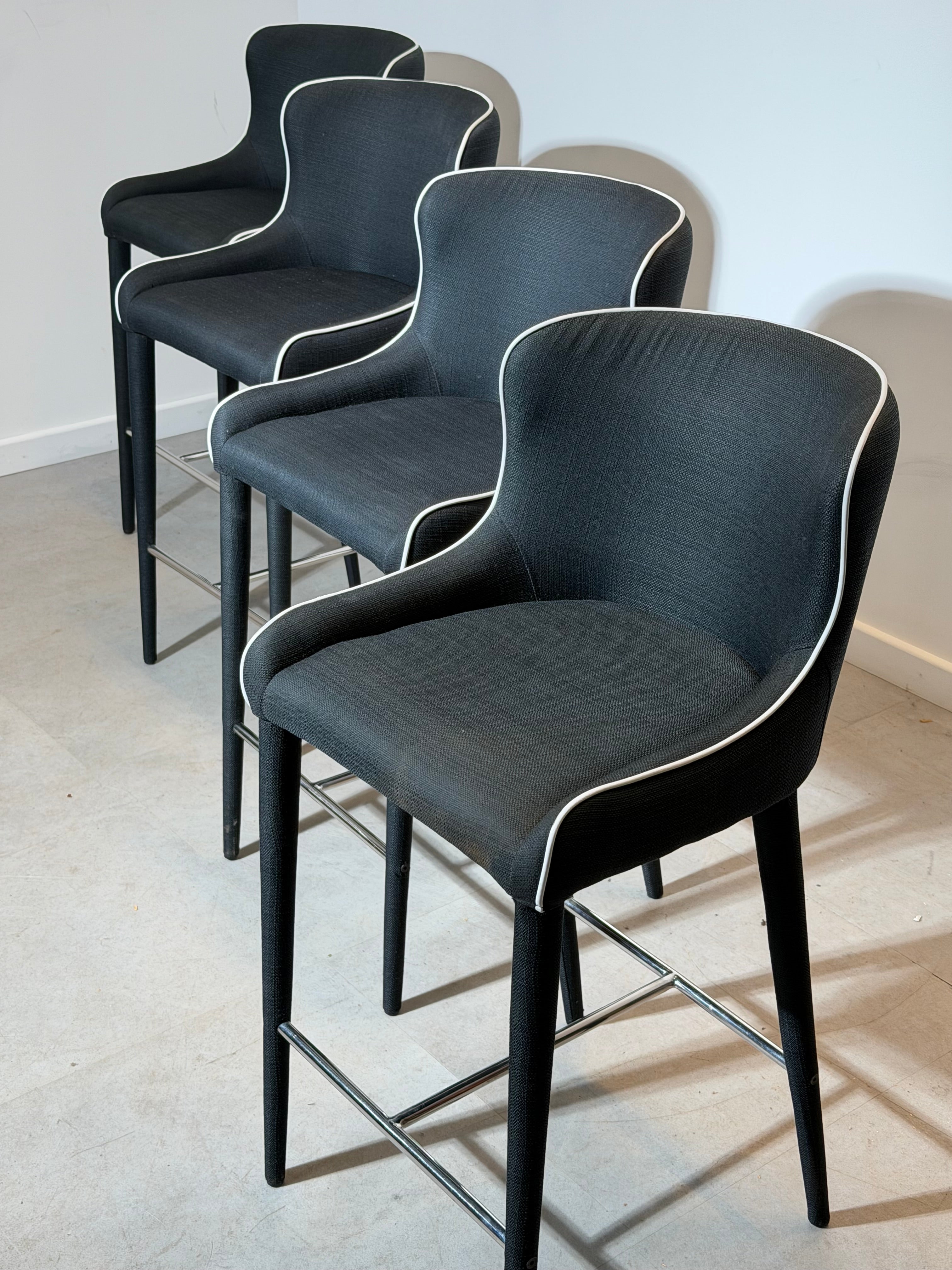 Contemporary Upholstered Bar Chair with Contrast Piping – Sold Individually