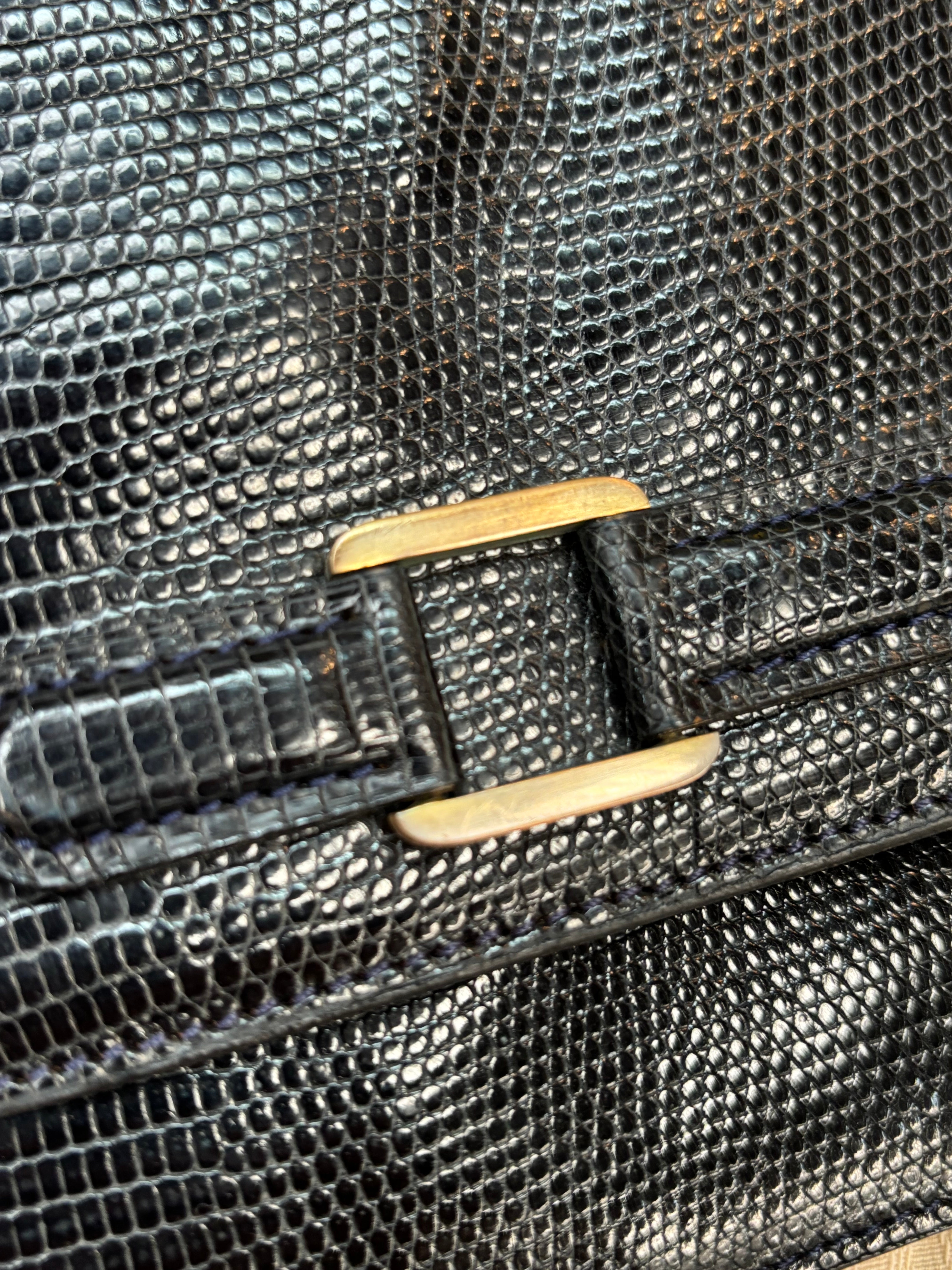 Vintage Delvaux Lézard Noir