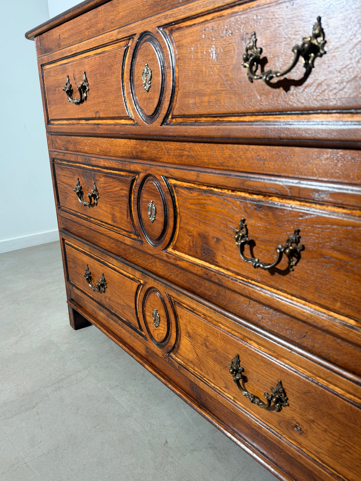 Antique Oak Three-Drawer Chest of Drawers