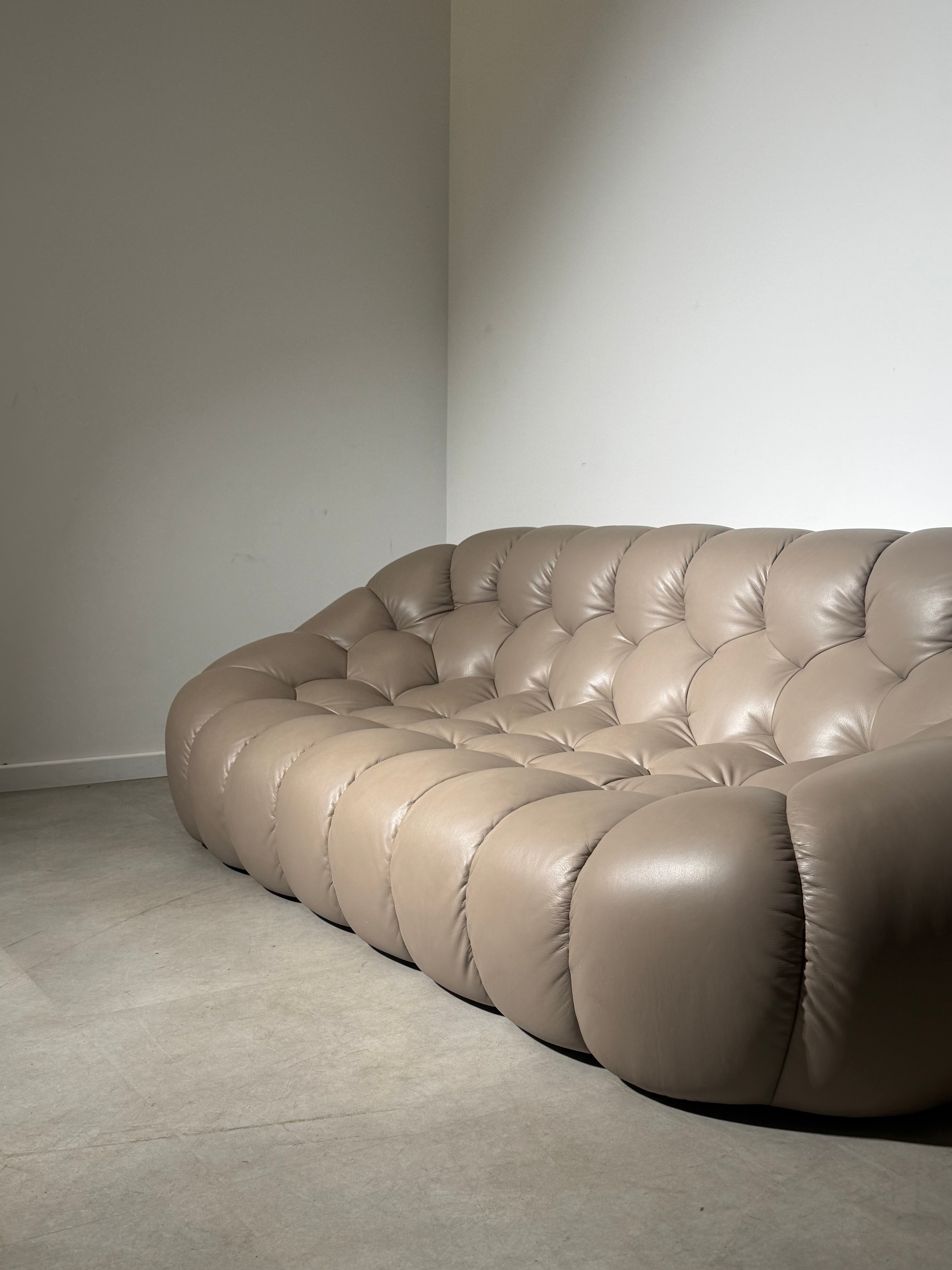 Roche Bobois Bubble Sofa – Limited Edition Taupe Leather by Sacha Lakic
