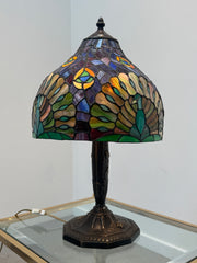 Tiffany Style Stained Glass Table Lamp with Cast Iron Base