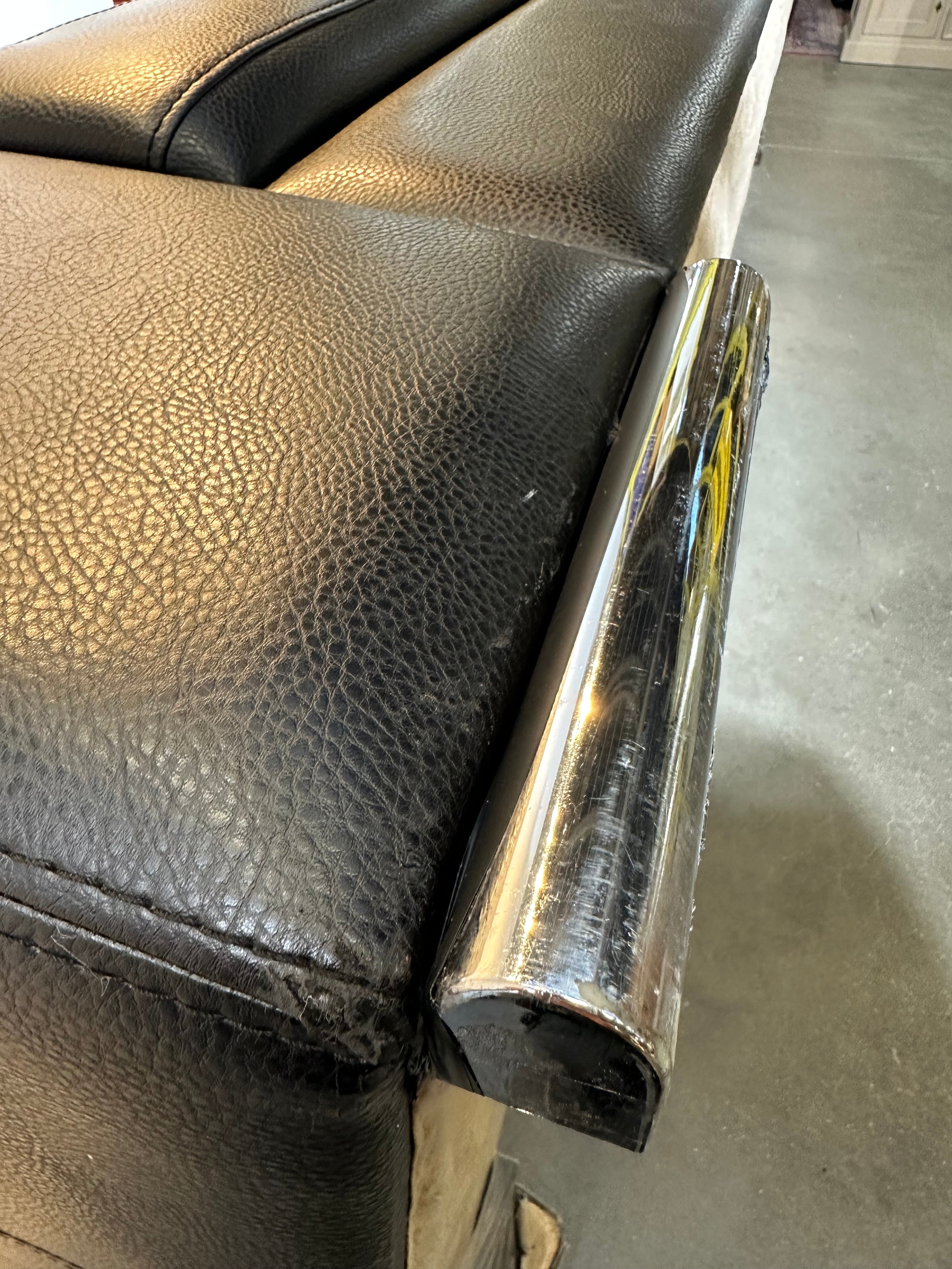 Set van 2 moderne zwarte leren banken