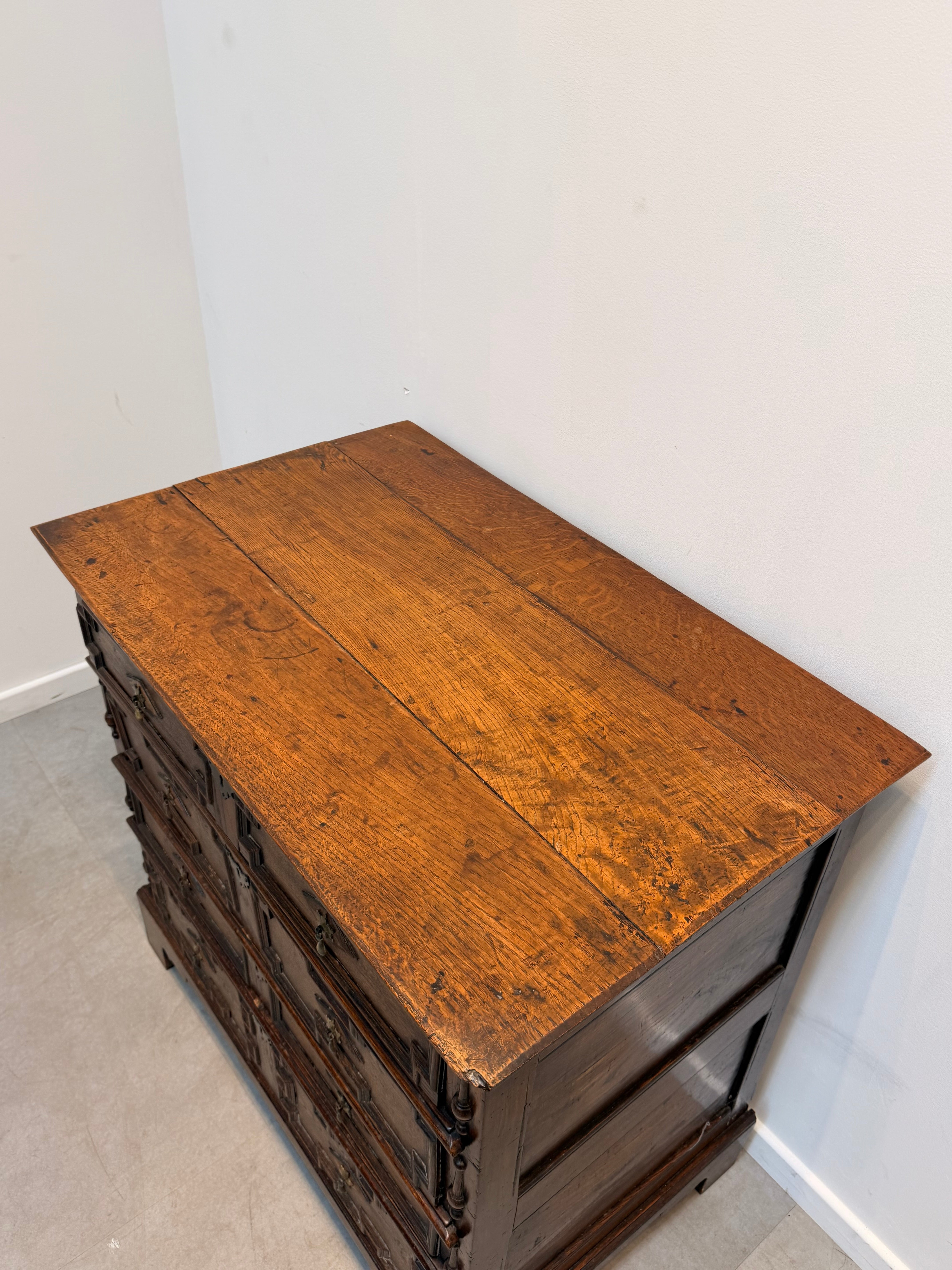 Antique Carved Oak Chest of Drawers