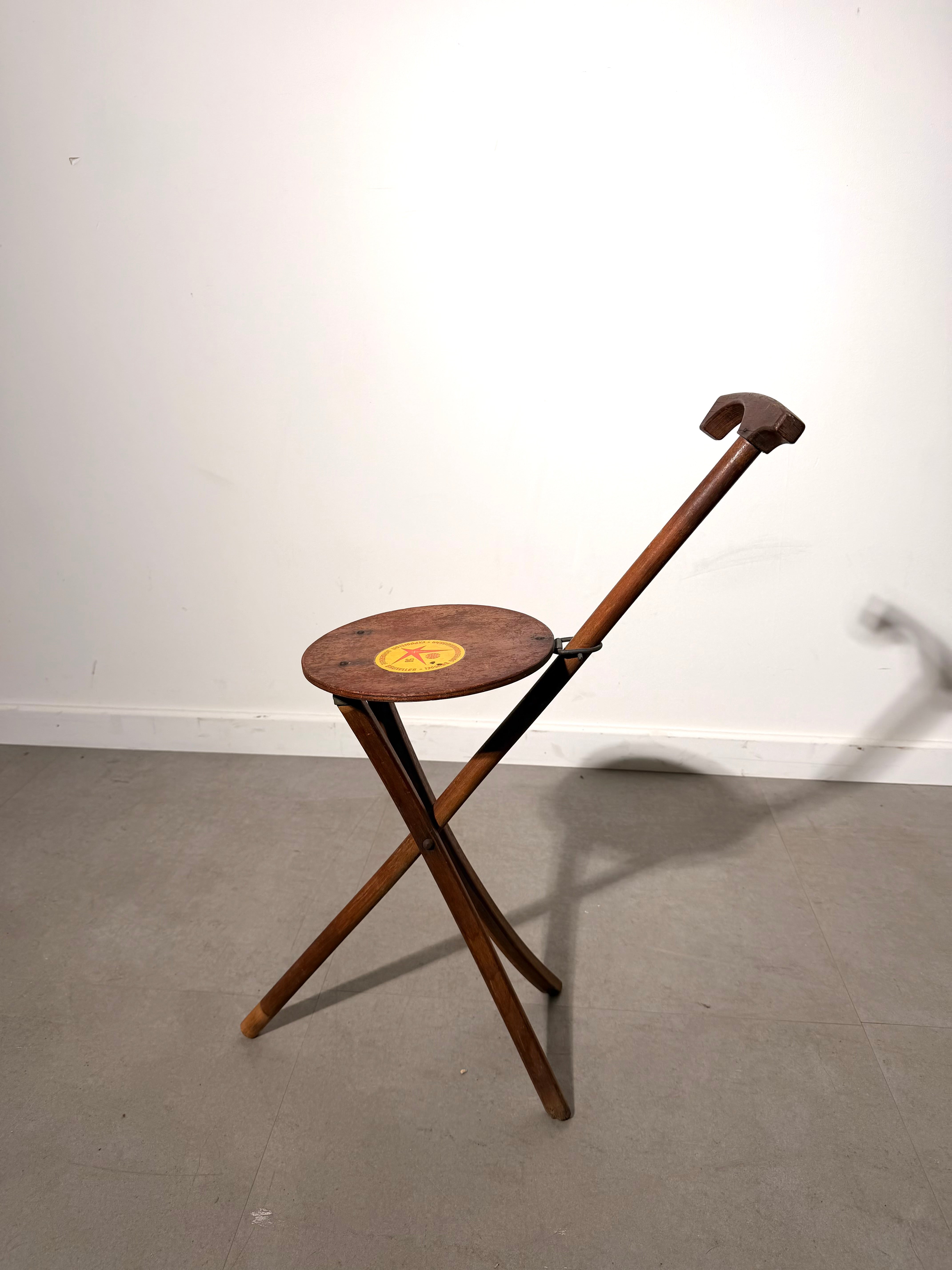 Original Expo 58 Wooden Folding Walking Stick Seat