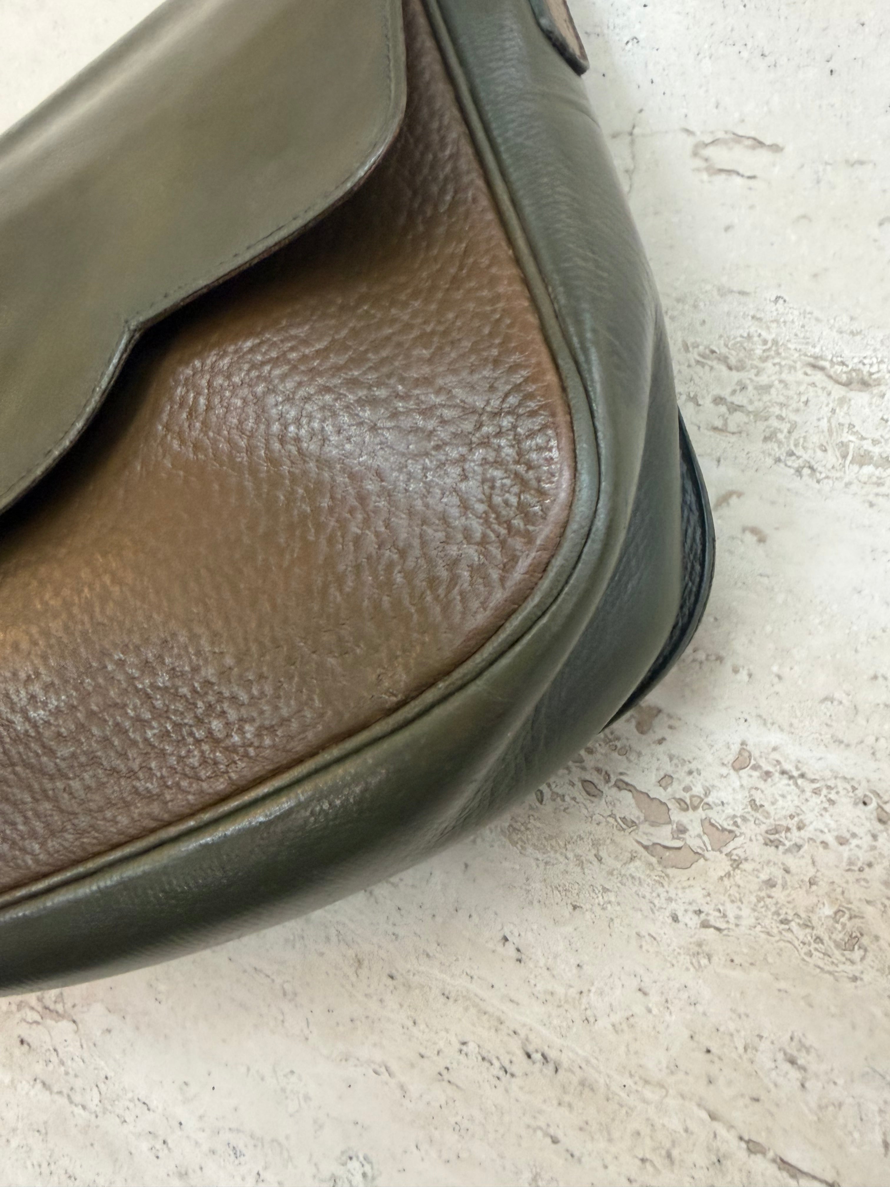 Delvaux Bicolour Leather Crossbody Bag – Green & Brown