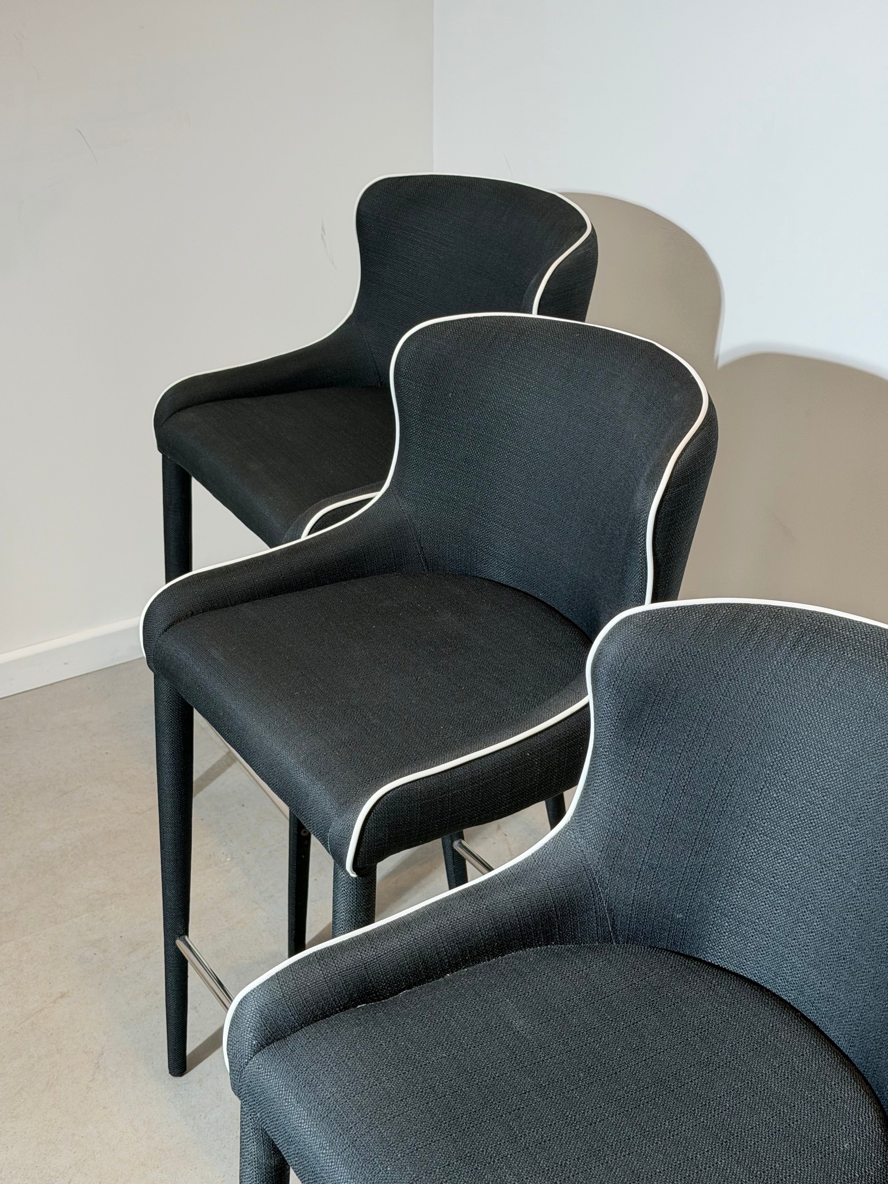 Contemporary Upholstered Bar Chair with Contrast Piping – Sold Individually