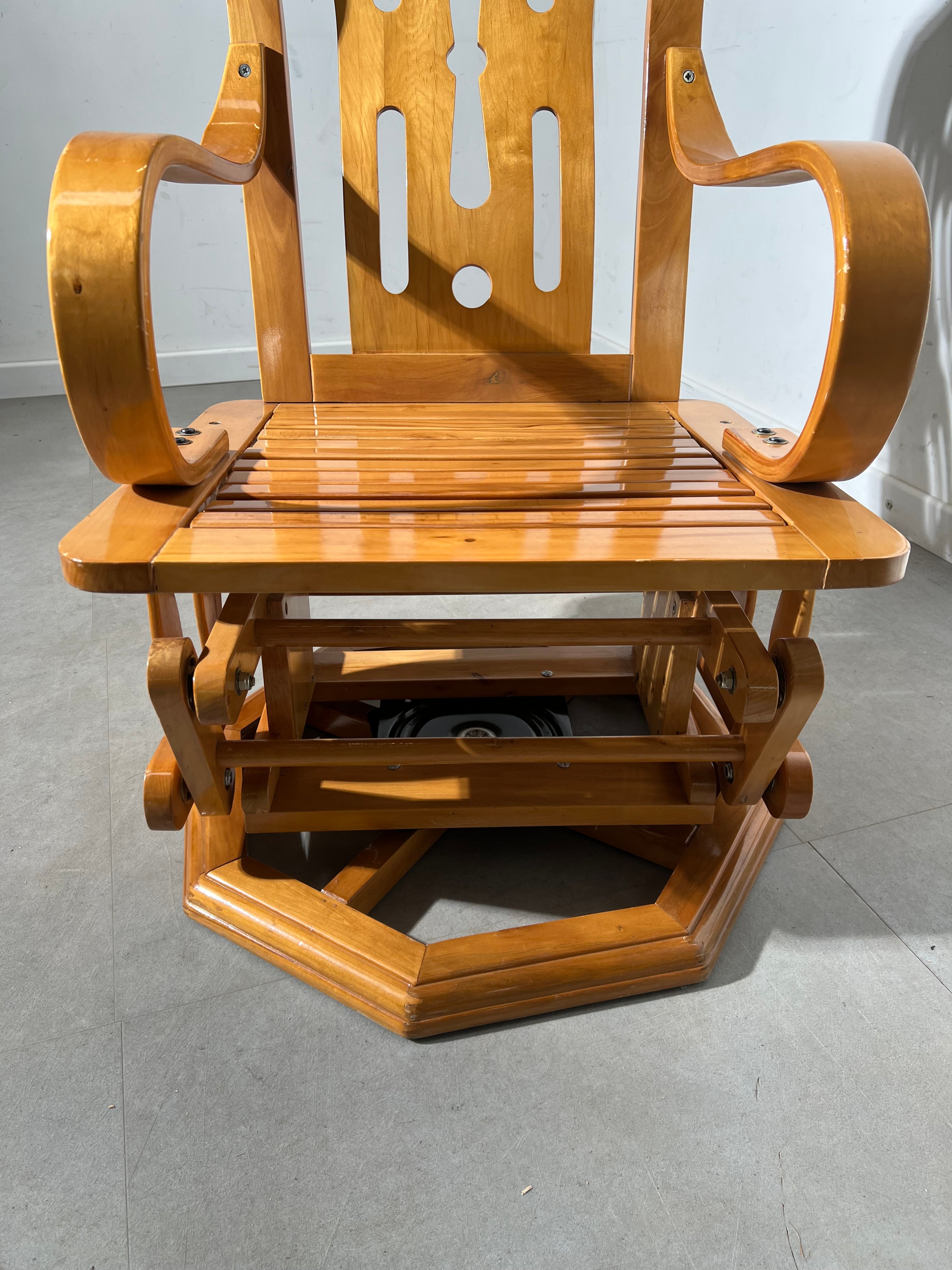 American vintage wooden rocking swivel chair