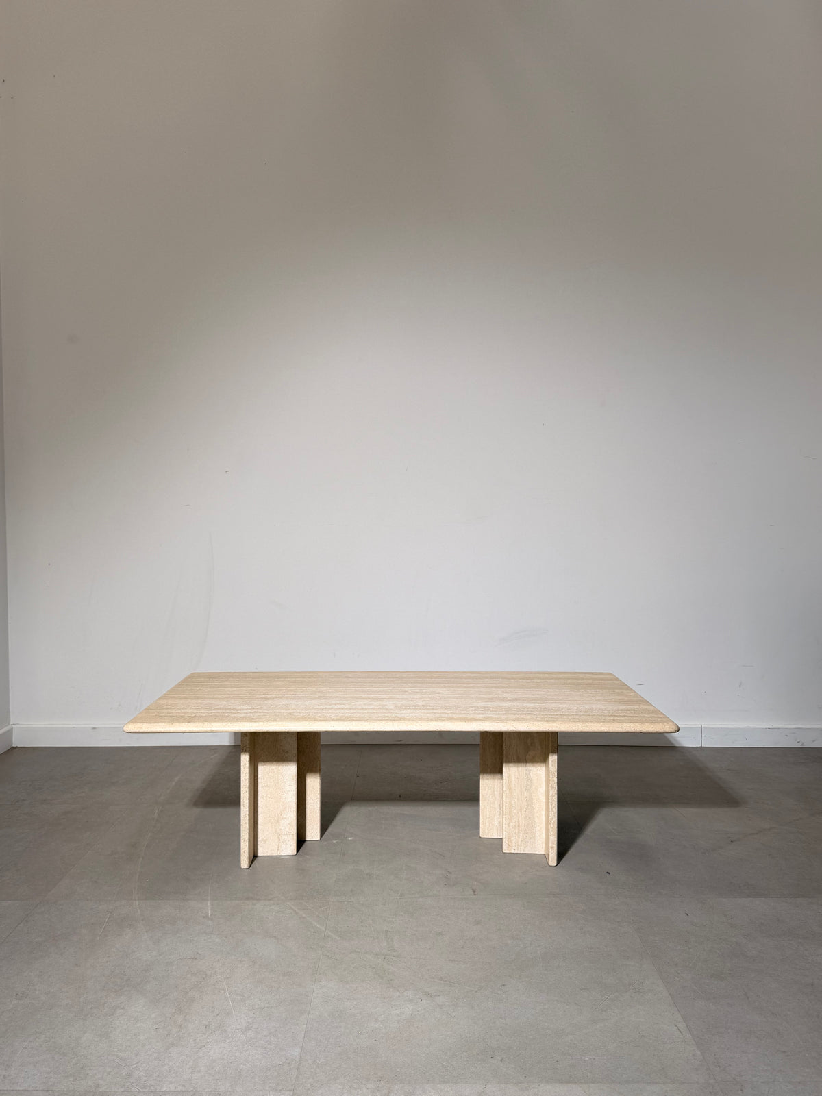 Travertine Coffee Table with Sculptural Base