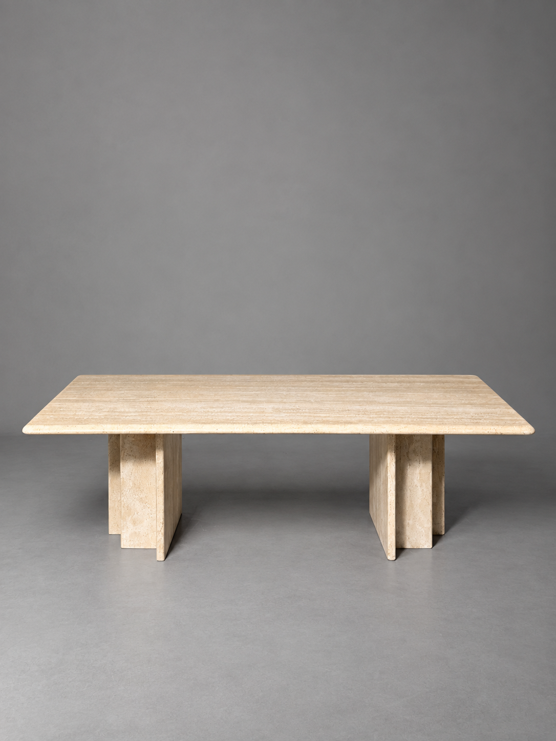 Travertine Coffee Table with Sculptural Base