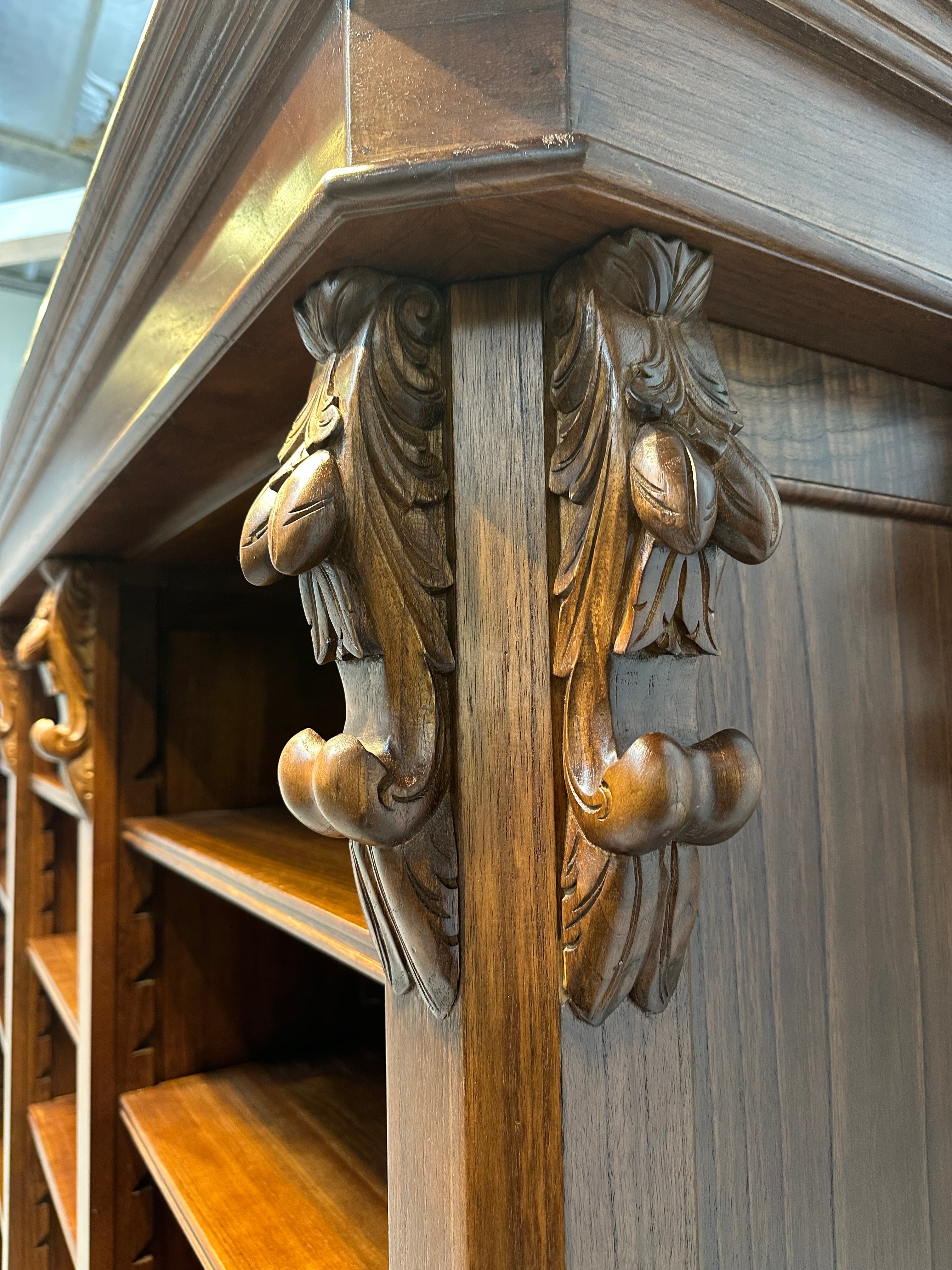 Mahogany Bookcase with Carved Details