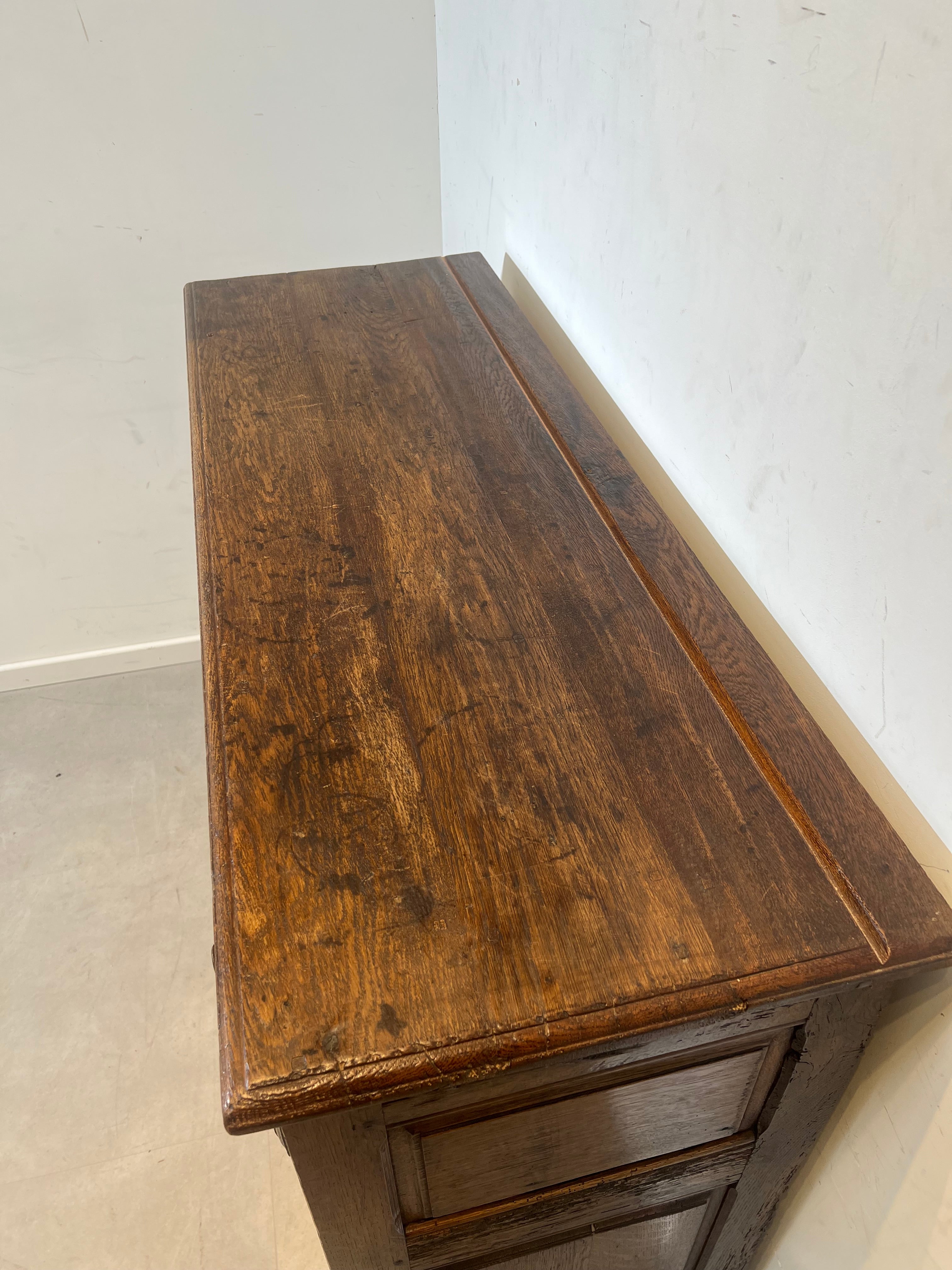 Antique Solid Oak Cabinet Rustic French Style