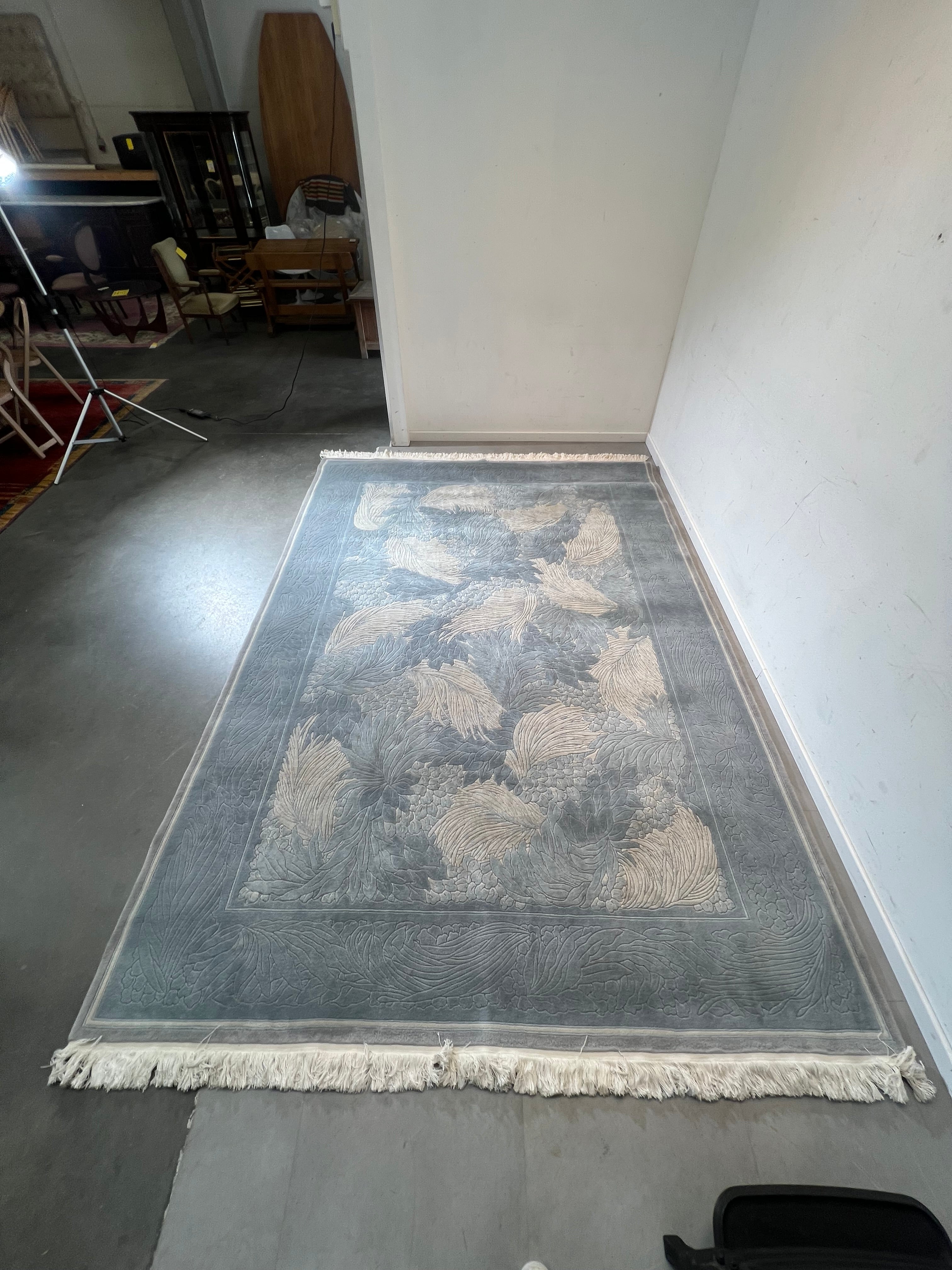 Large Handmade Edition 450 Fine Art Rug in Blue and Ivory
