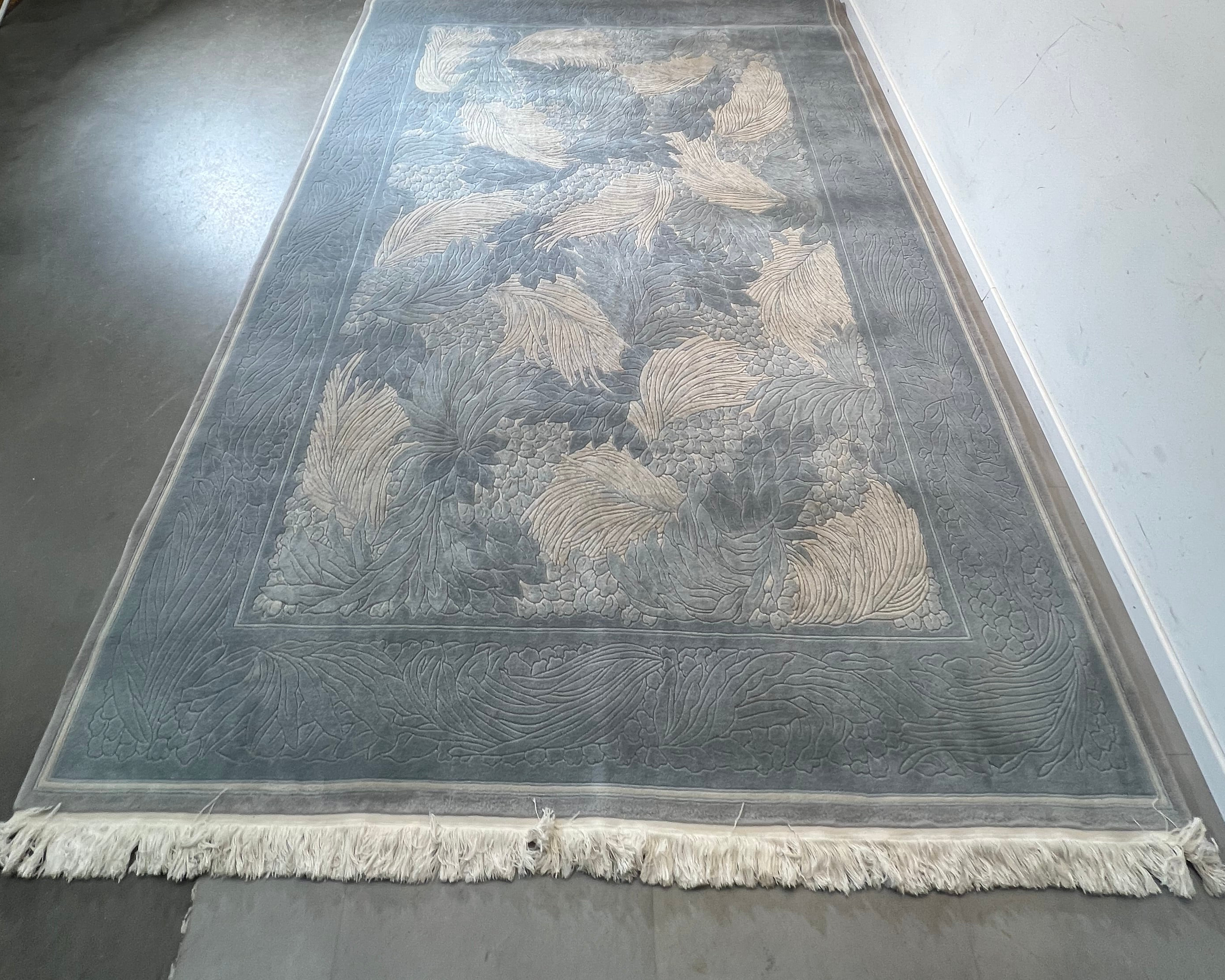 Large Handmade Edition 450 Fine Art Rug in Blue and Ivory