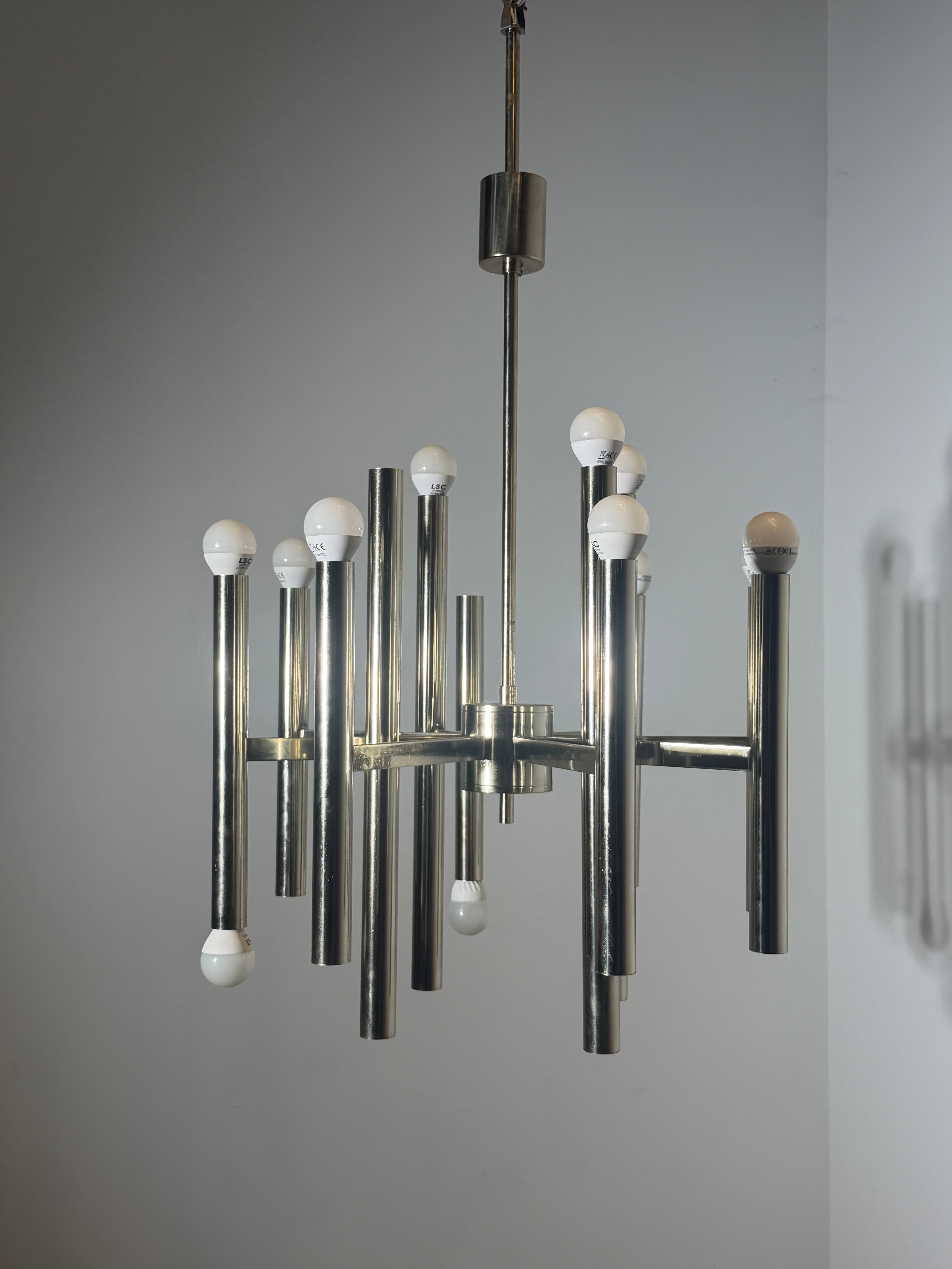 Vintage Sciolari Chrome Chandelier – 1970s