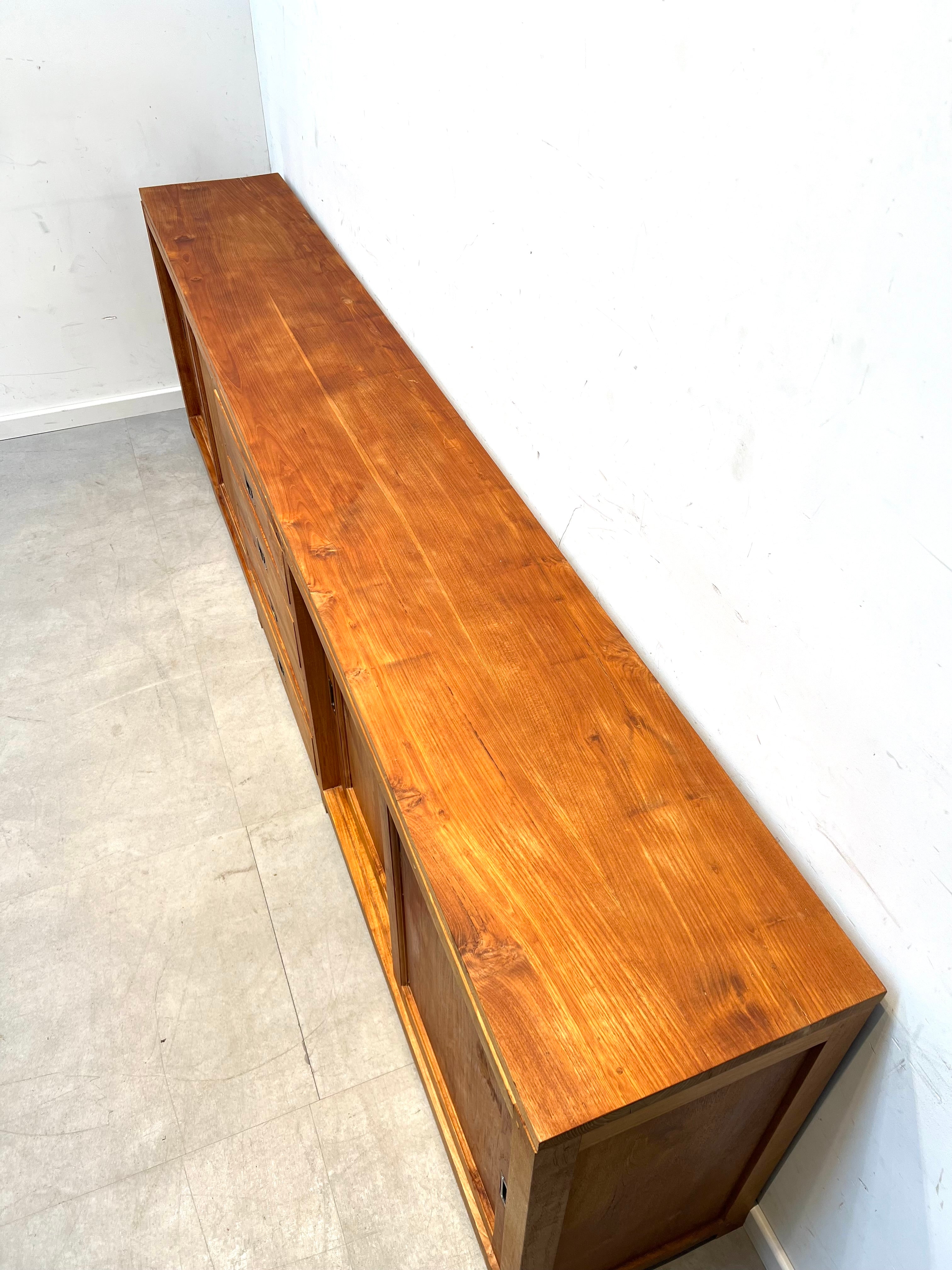 Large Solid Teak Sideboard with Sliding Doors and Drawers