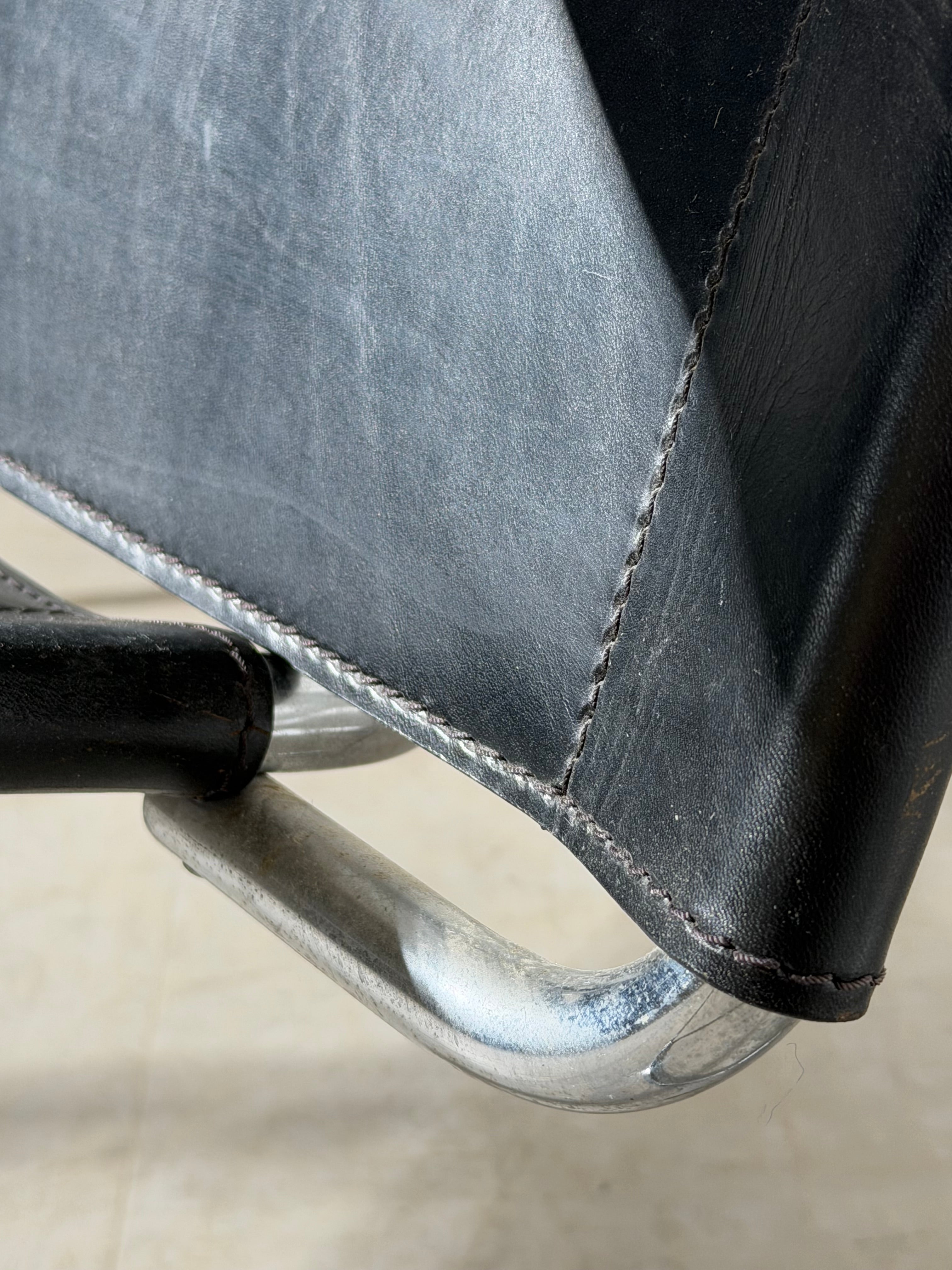 Wassily Style Lounge Chair – Black Leather & Chrome Tubular Frame