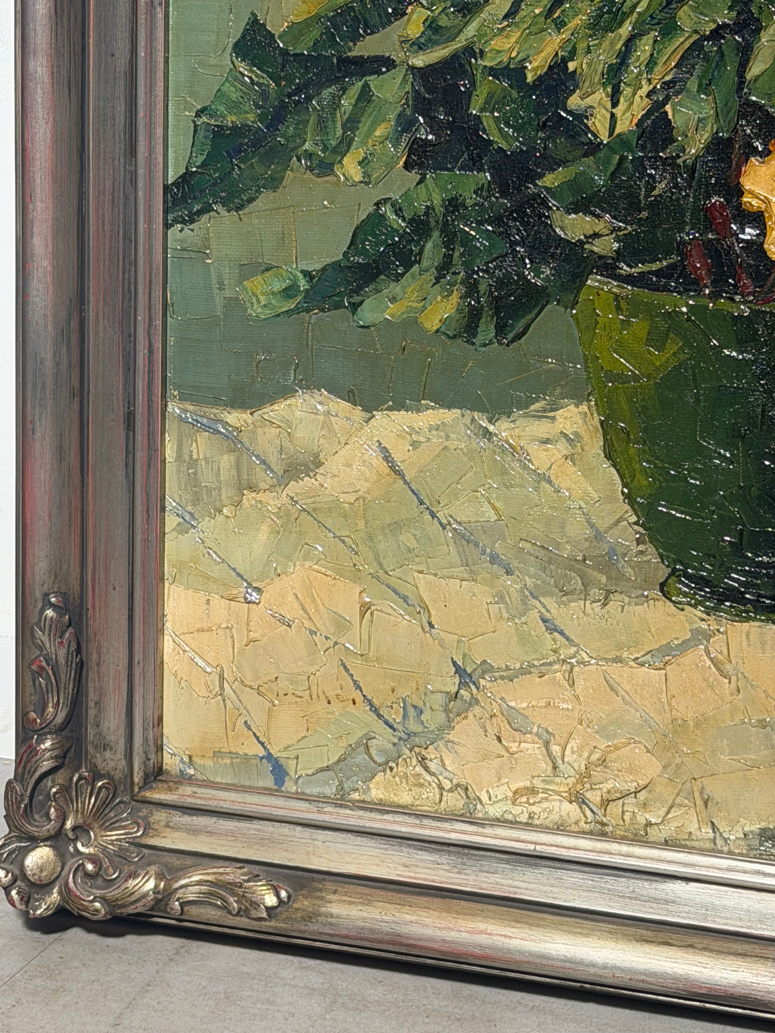 Antique Oil on Canvas - Flowers - Signed