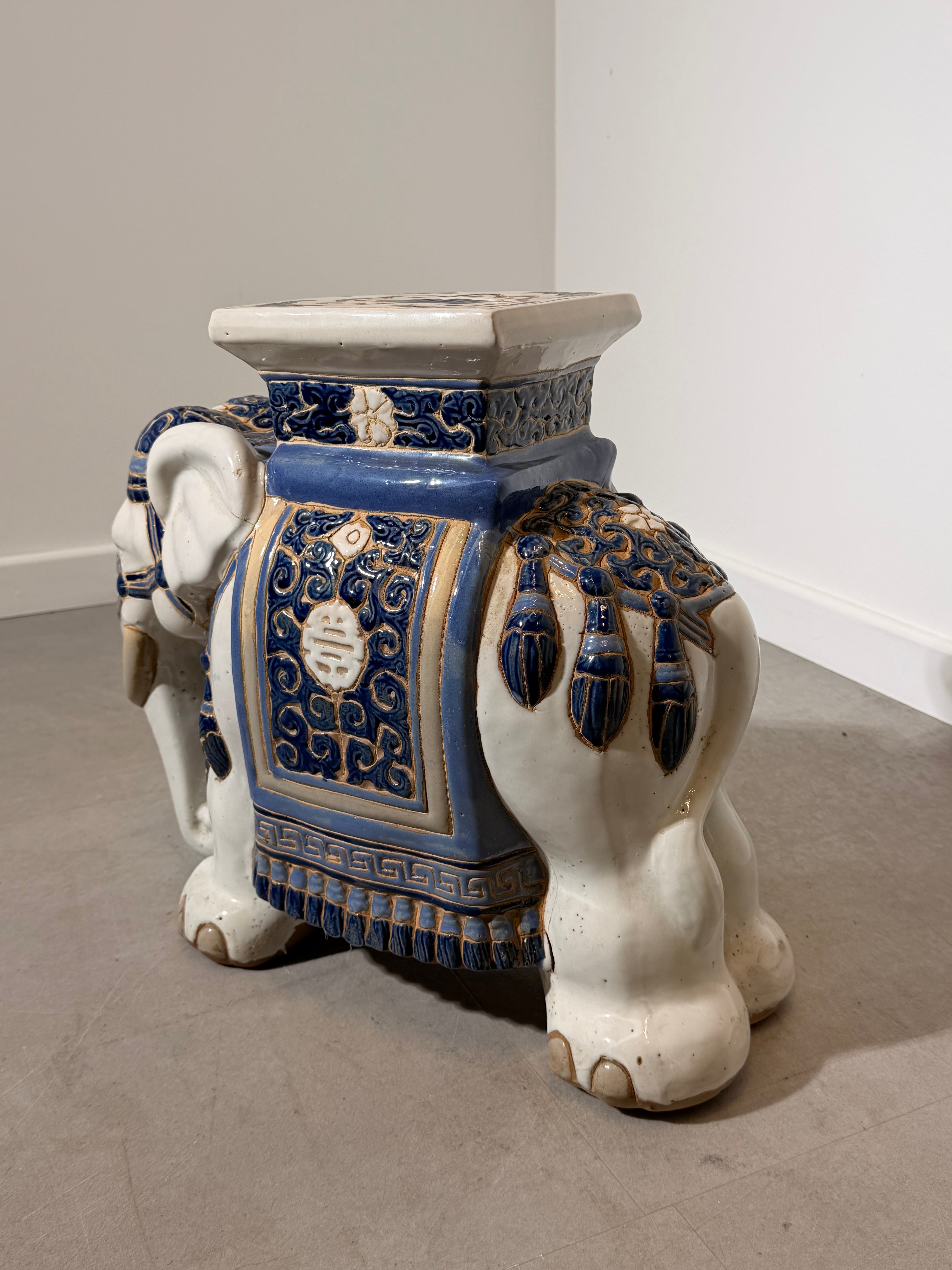 Ceramic Elephant Garden Stool