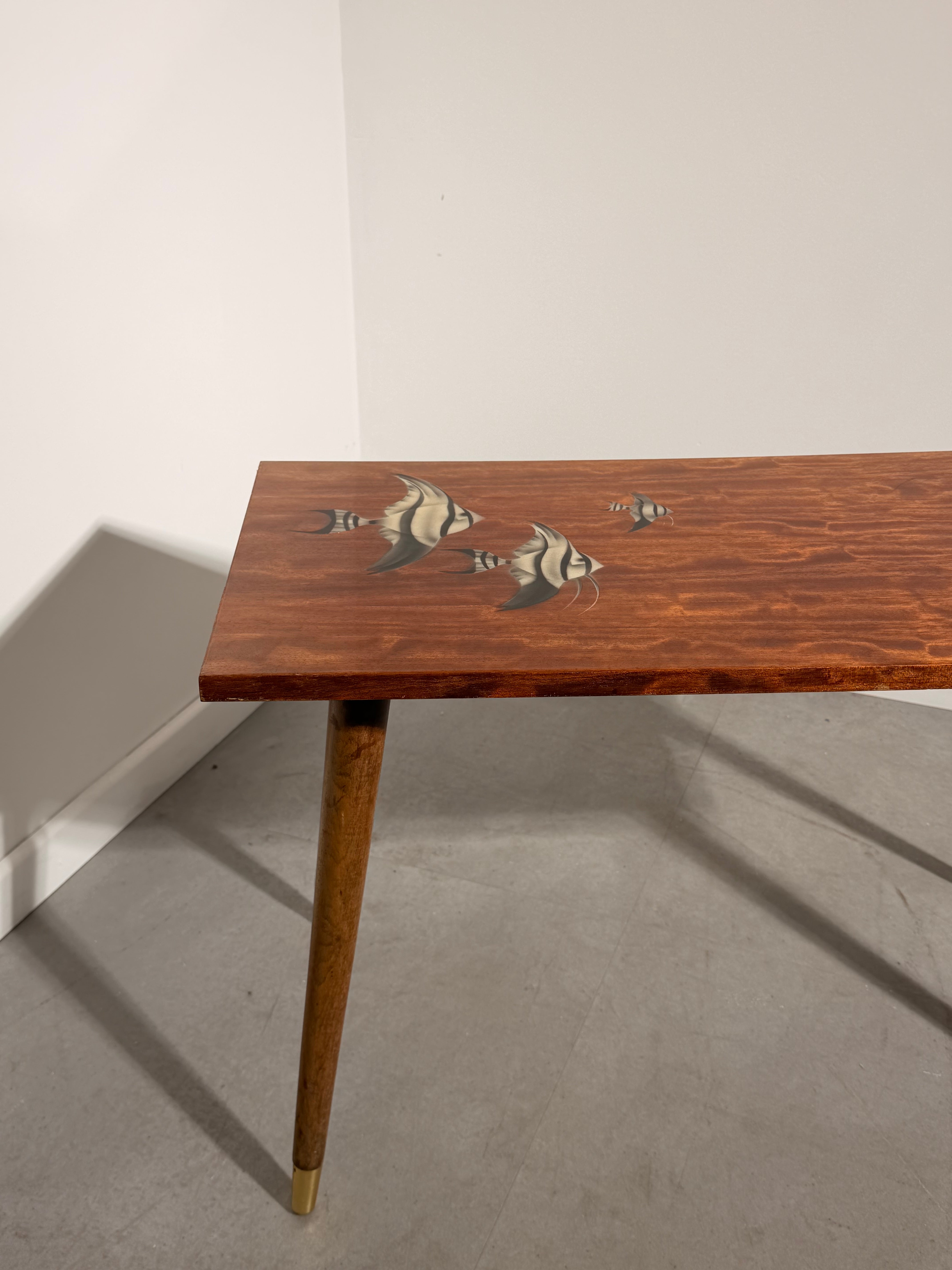 Vintage Mid-Century Coffee Table with Fish Motif