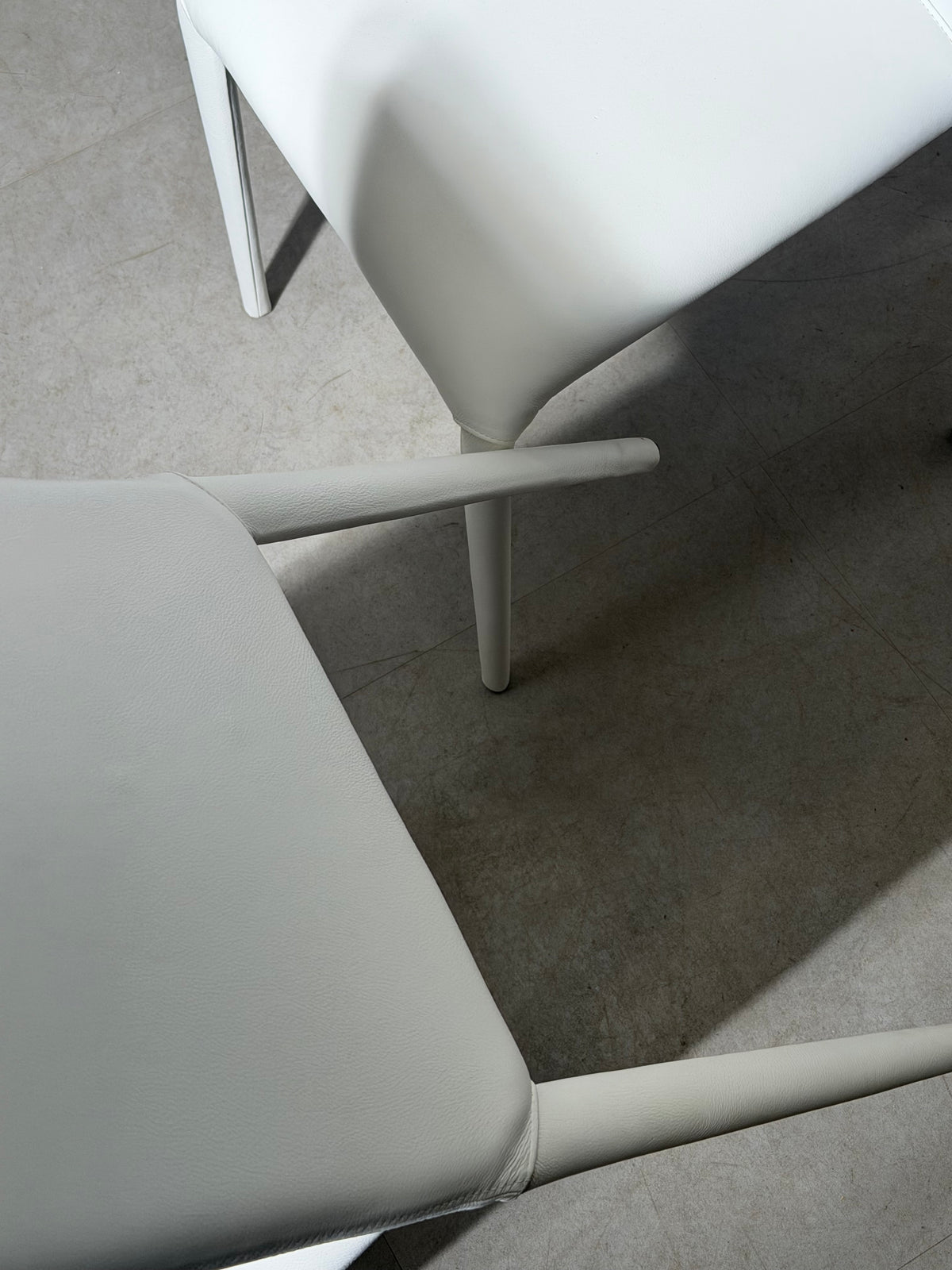 Set of Six White Leather Dining Chairs – Italian Design