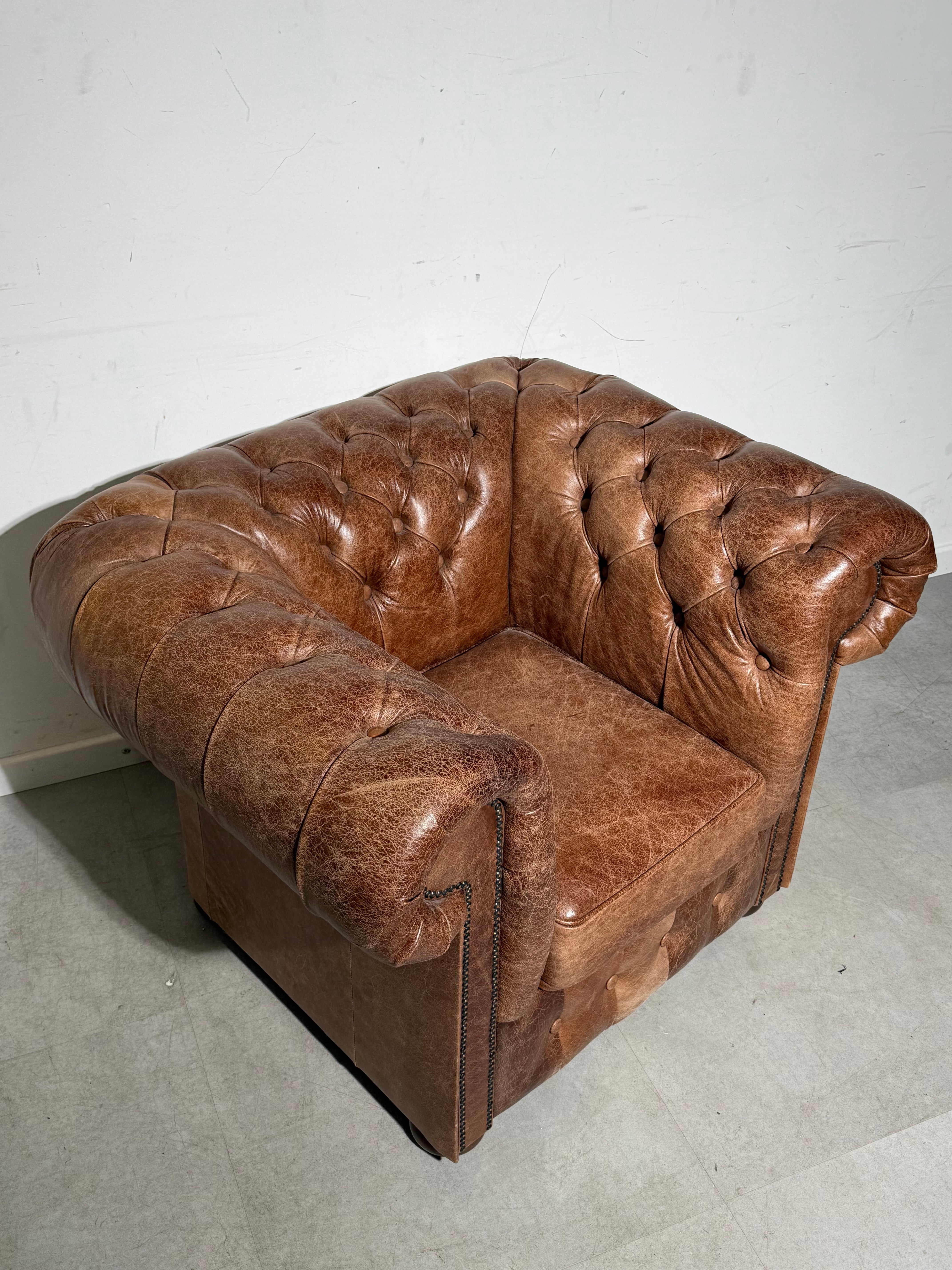 Vintage Chesterfield Club Chair in Cognac Leather