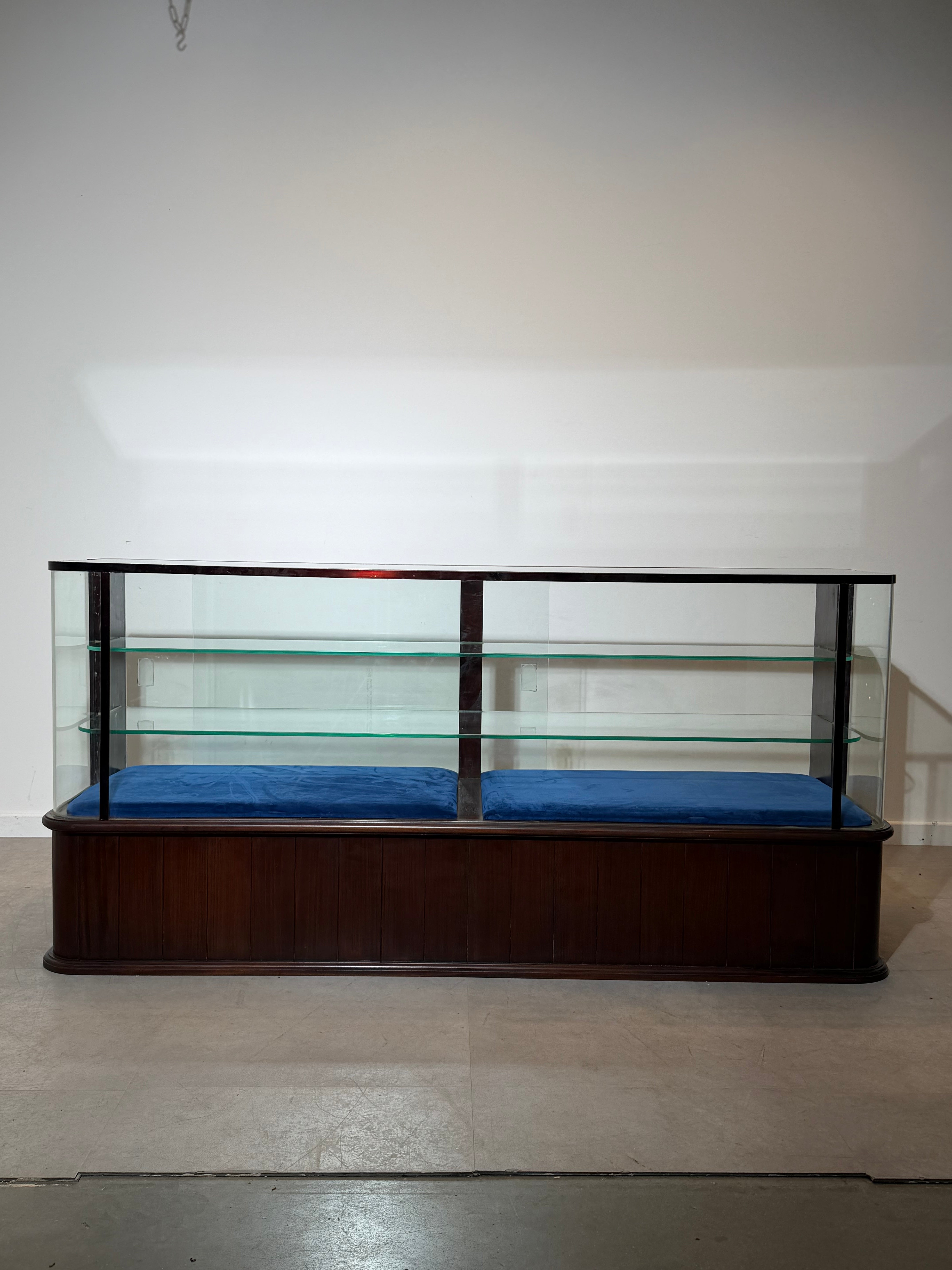 Mahogany Shop Display Cabinet with Sliding Glass Doors