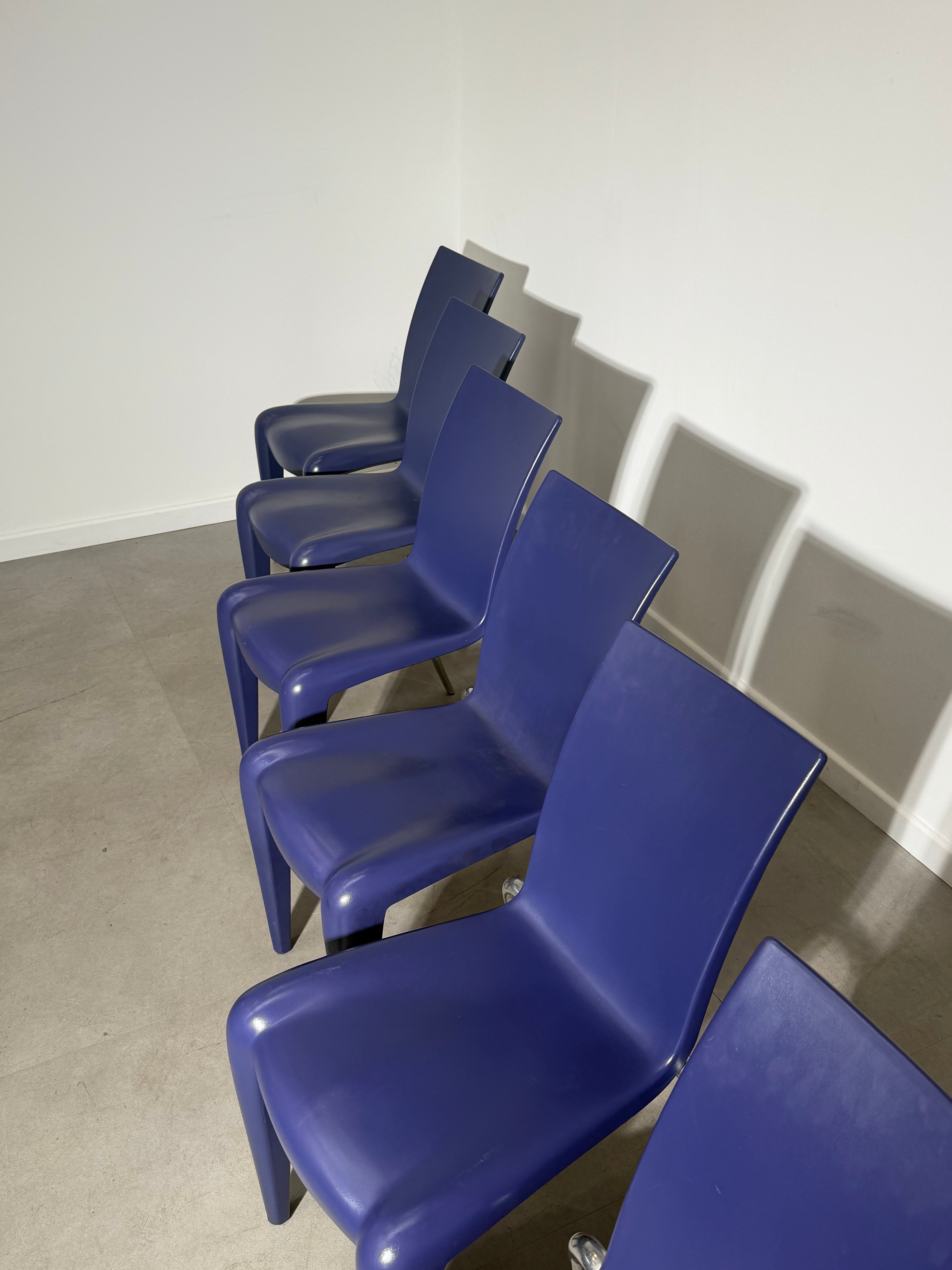 Set of 6 Louis 20 Dining Chairs by Philippe Starck for Vitra – Blue / Mauve