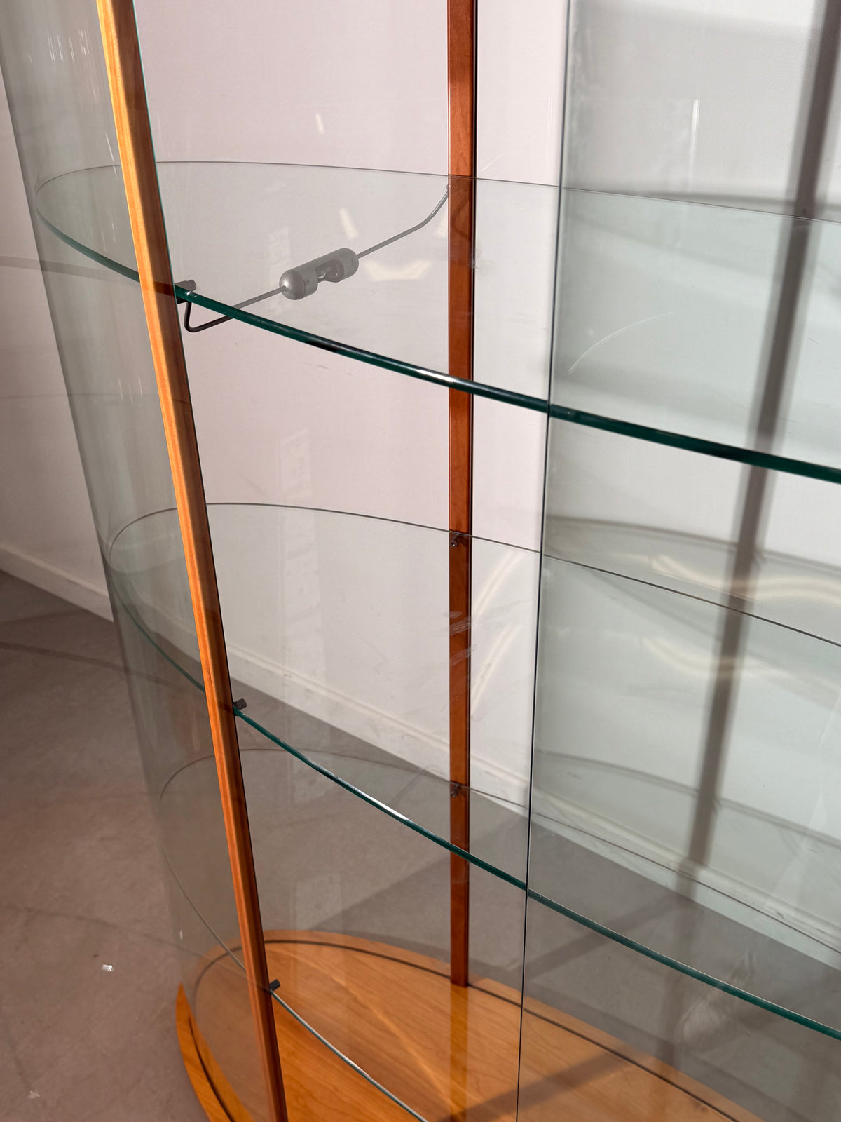 FLAM Italy Curved Glass Display Cabinet with Integrated Lighting