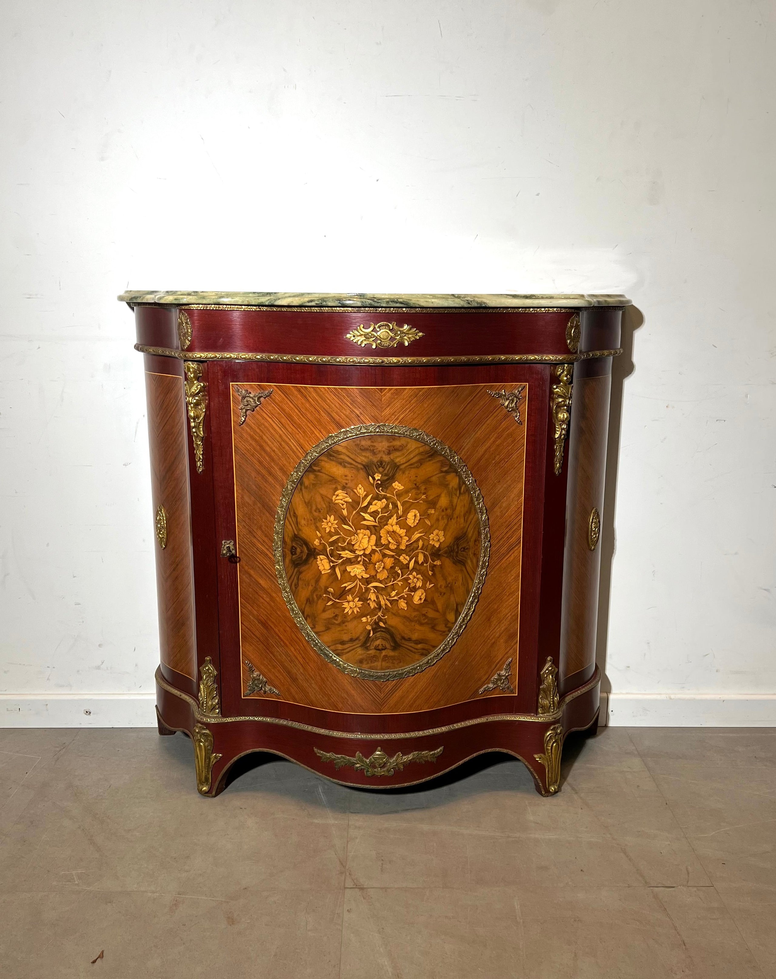 Marquetry Cabinet with Marble Top
