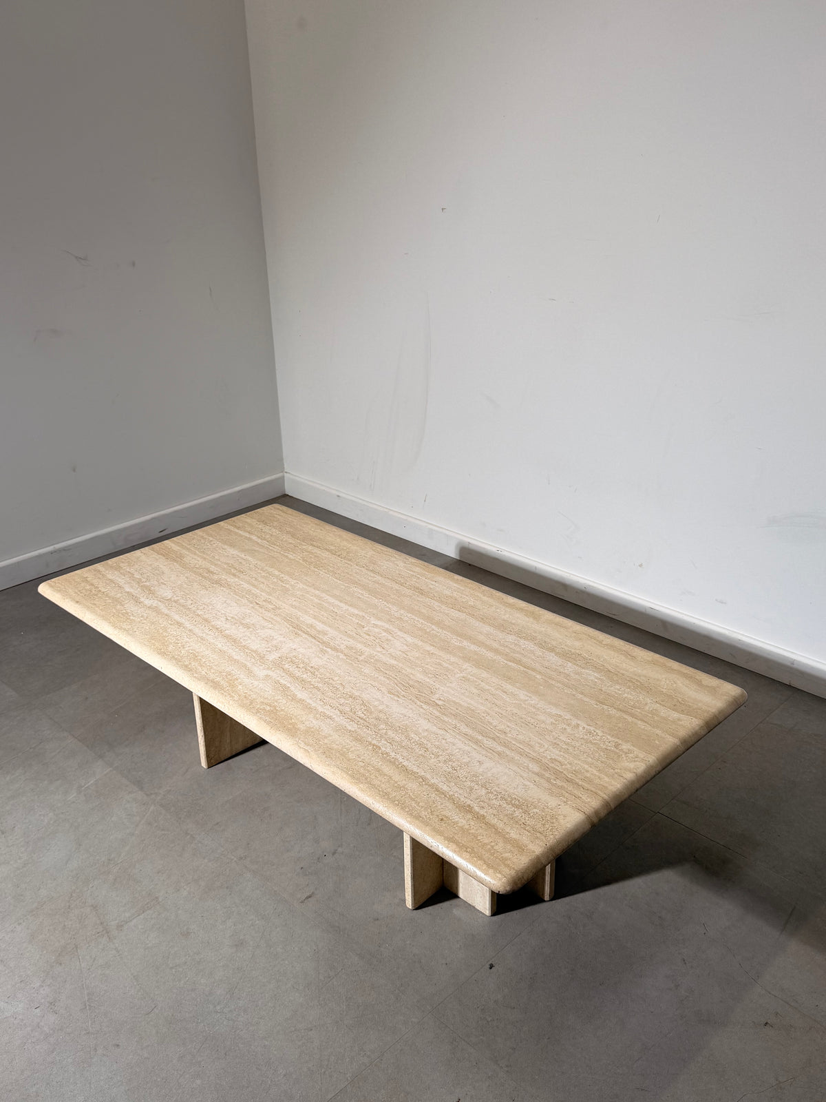Travertine Coffee Table with Sculptural Base
