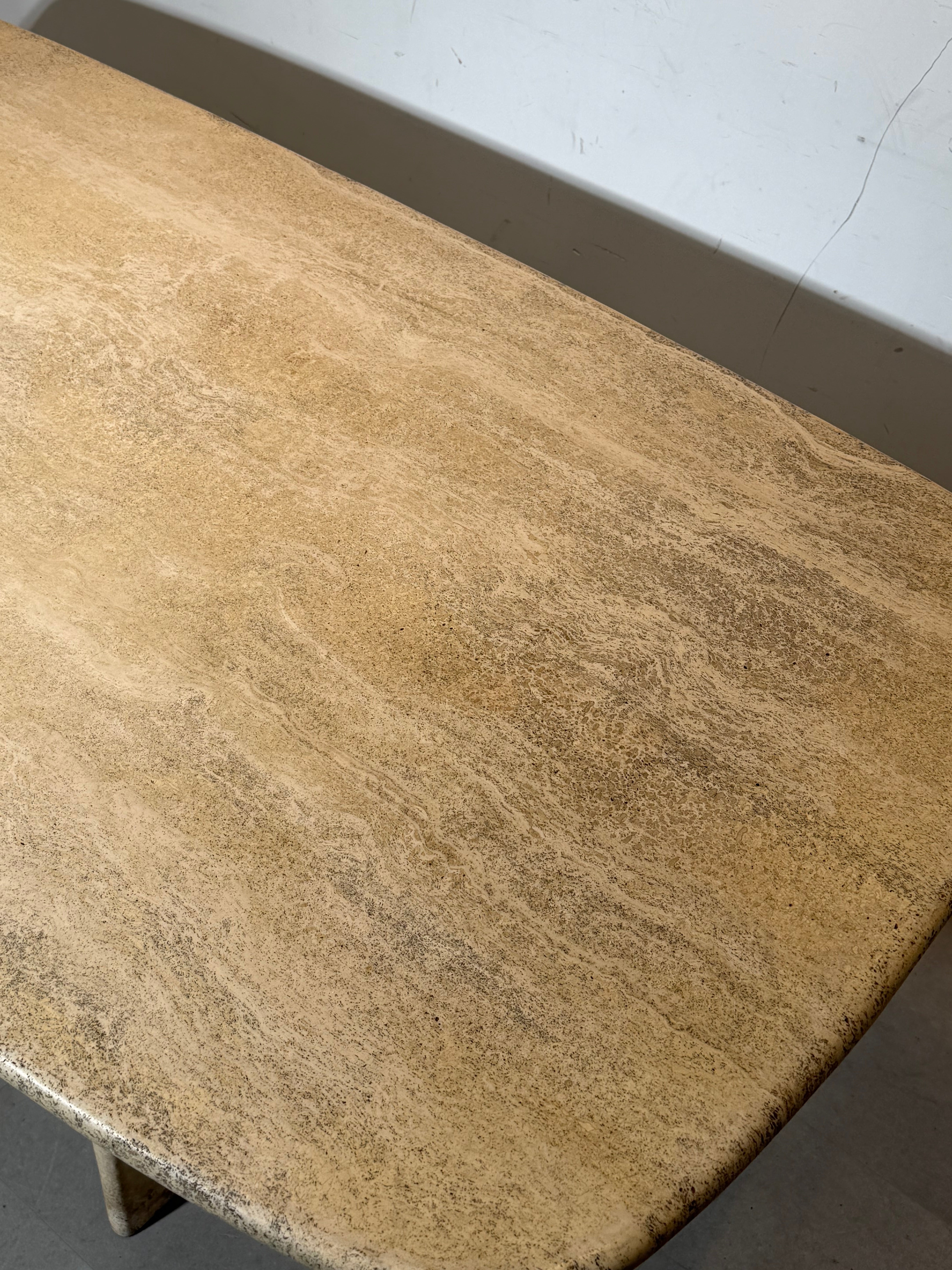 Vintage Travertine Dining Table – Sculptural Base – 180 cm