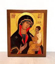 Hand-Painted Orthodox Icon of the Virgin Hodegetria – Ella Lenaerts Nicolai, 1997