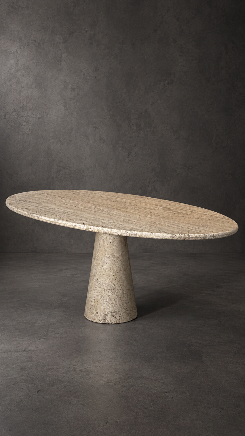 Italian 1970’s Travertine Dining Table for Skipper, Attributed to Angelo Mangiarotti