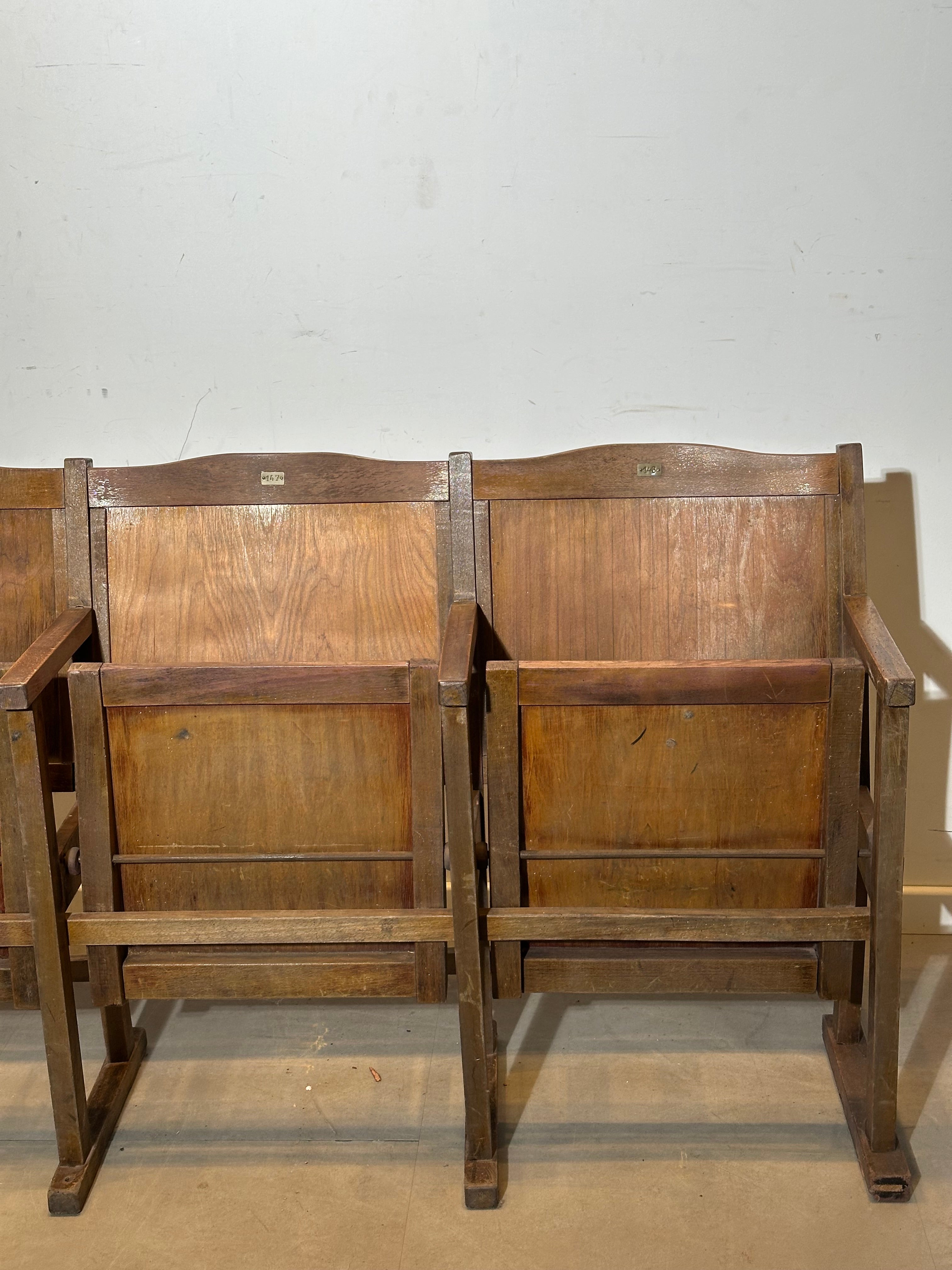 Vintage Wooden Cinema Bench