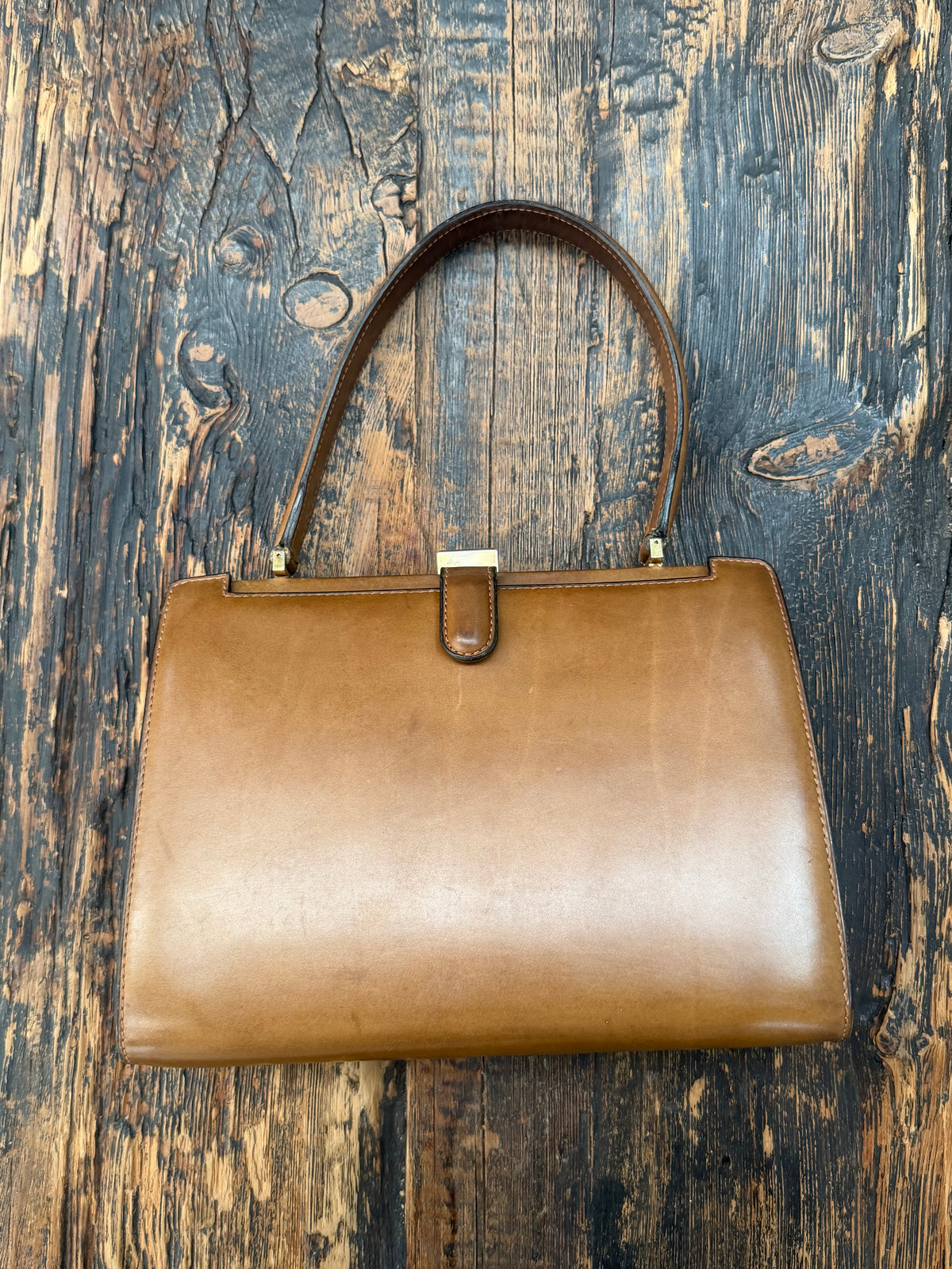1950s Vintage Delvaux Handbag – Cognac Leather – Collector’s Piece