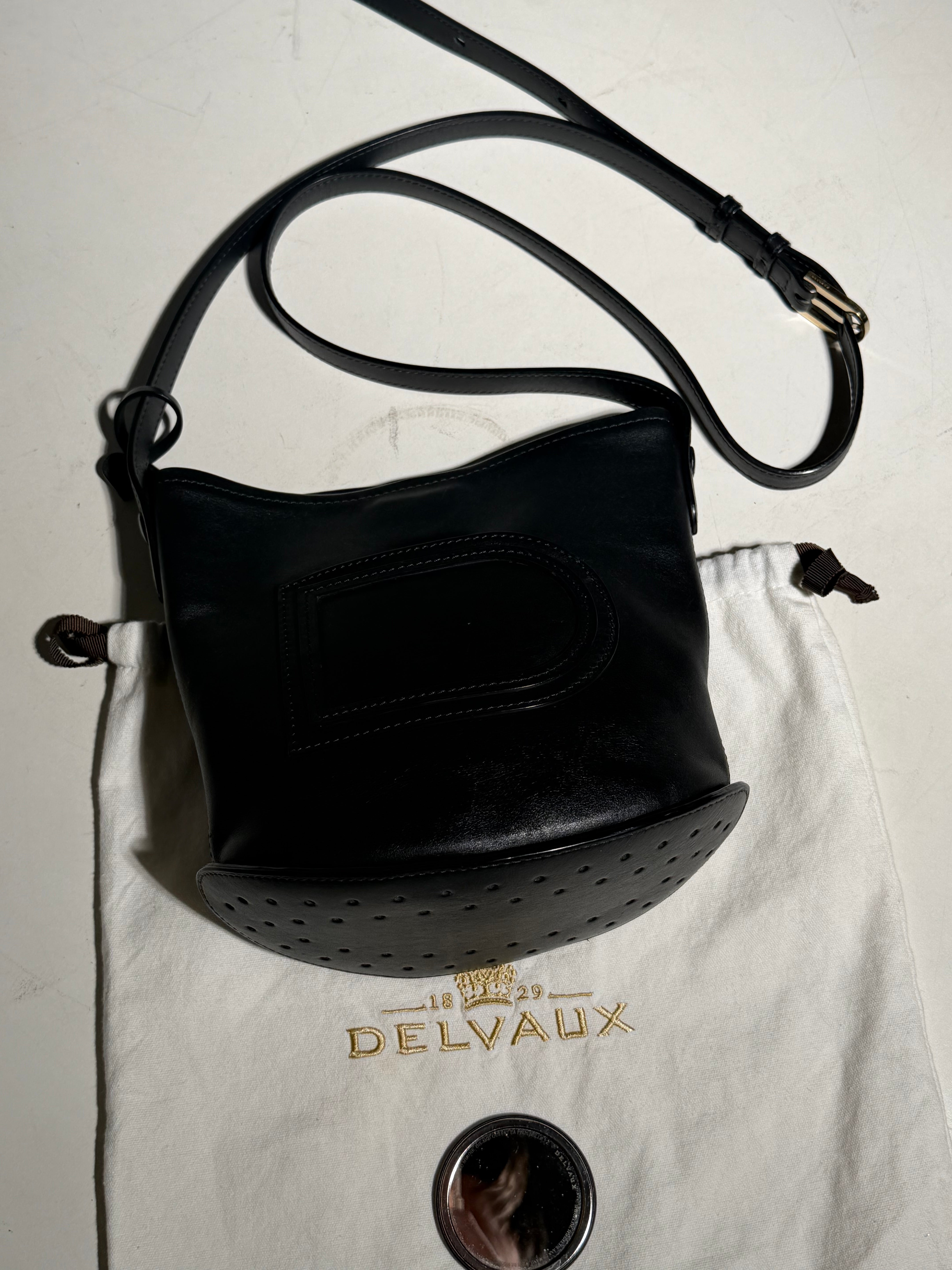Delvaux Le Pin Mini Black Leather Bag with Dustbag and Mirror